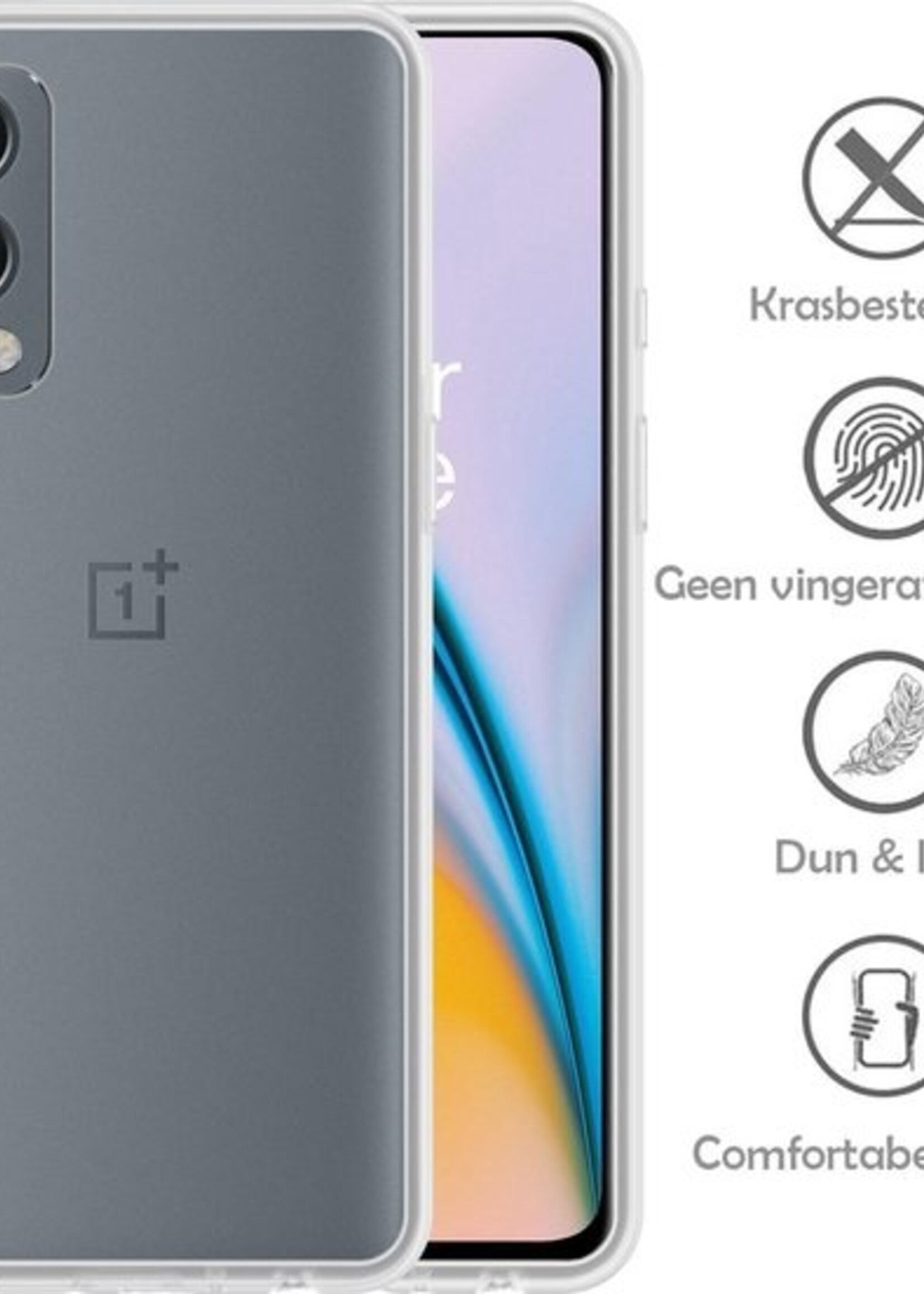LUQ Hoesje Geschikt voor OnePlus Nord 2 Hoesje Siliconen Case Met 2x Screenprotector - Hoes Geschikt voor OnePlus Nord 2 Hoes Siliconen - Transparant