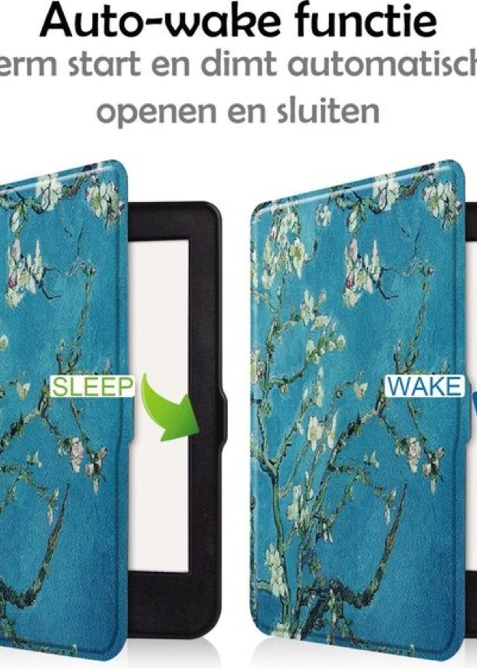 LUQ Hoesje Geschikt voor Kobo Nia Hoes Bescherm Hoesje Case Luxe Sleep Cover - Bloesem