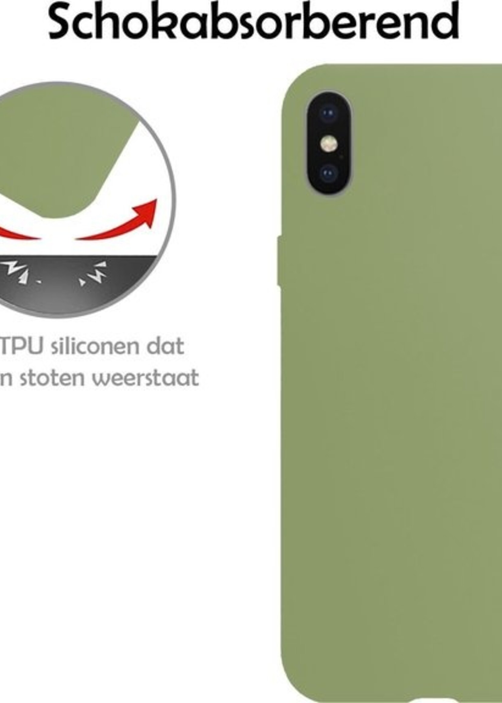 LUQ Hoesje Geschikt voor iPhone X Hoesje Siliconen Case Met Screenprotector - Hoes Geschikt voor iPhone X Hoes Siliconen - Groen