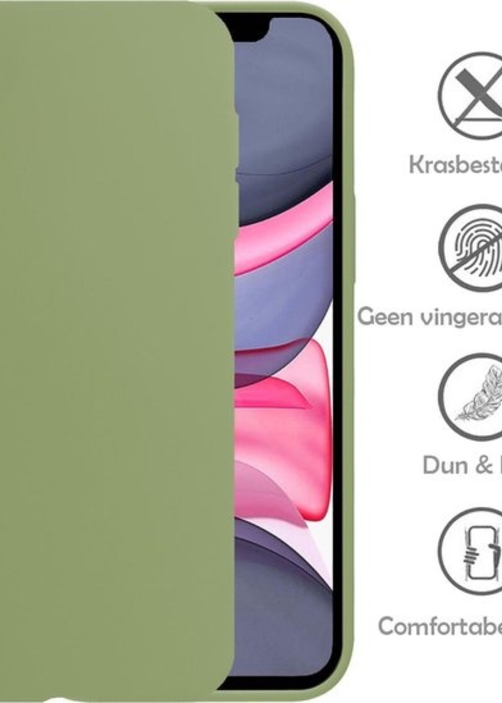 LUQ Hoesje Geschikt voor iPhone X Hoesje Siliconen Case Met Screenprotector - Hoes Geschikt voor iPhone X Hoes Siliconen - Groen