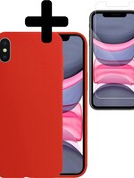 LUQ LUQ iPhone X Hoesje Siliconen Met Screenprotector - Rood