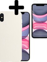LUQ LUQ iPhone X Hoesje Siliconen Met Screenprotector - Wit