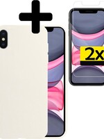 LUQ LUQ iPhone X Hoesje Siliconen Met 2x Screenprotector - Wit
