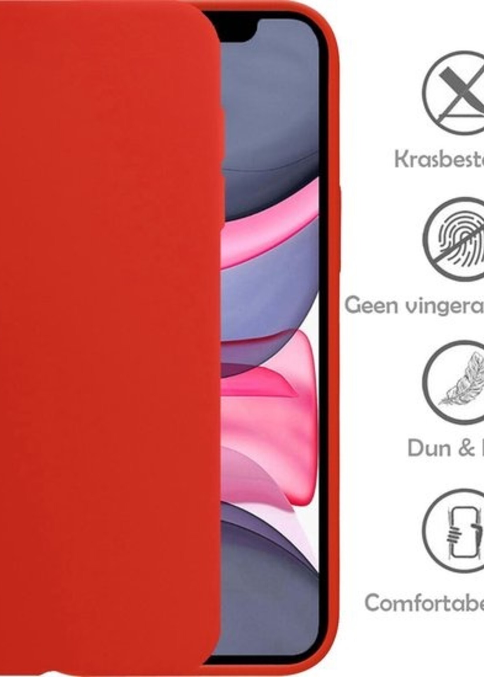 LUQ Hoesje Geschikt voor iPhone Xs Hoesje Siliconen Case Met Screenprotector - Hoes Geschikt voor iPhone Xs Hoes Siliconen - Rood