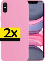 LUQ LUQ iPhone Xs Hoesje Siliconen Met 2x Screenprotector - Roze