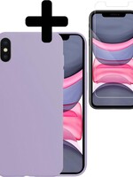 LUQ LUQ iPhone Xs Max Hoesje Siliconen Met Screenprotector - Lila