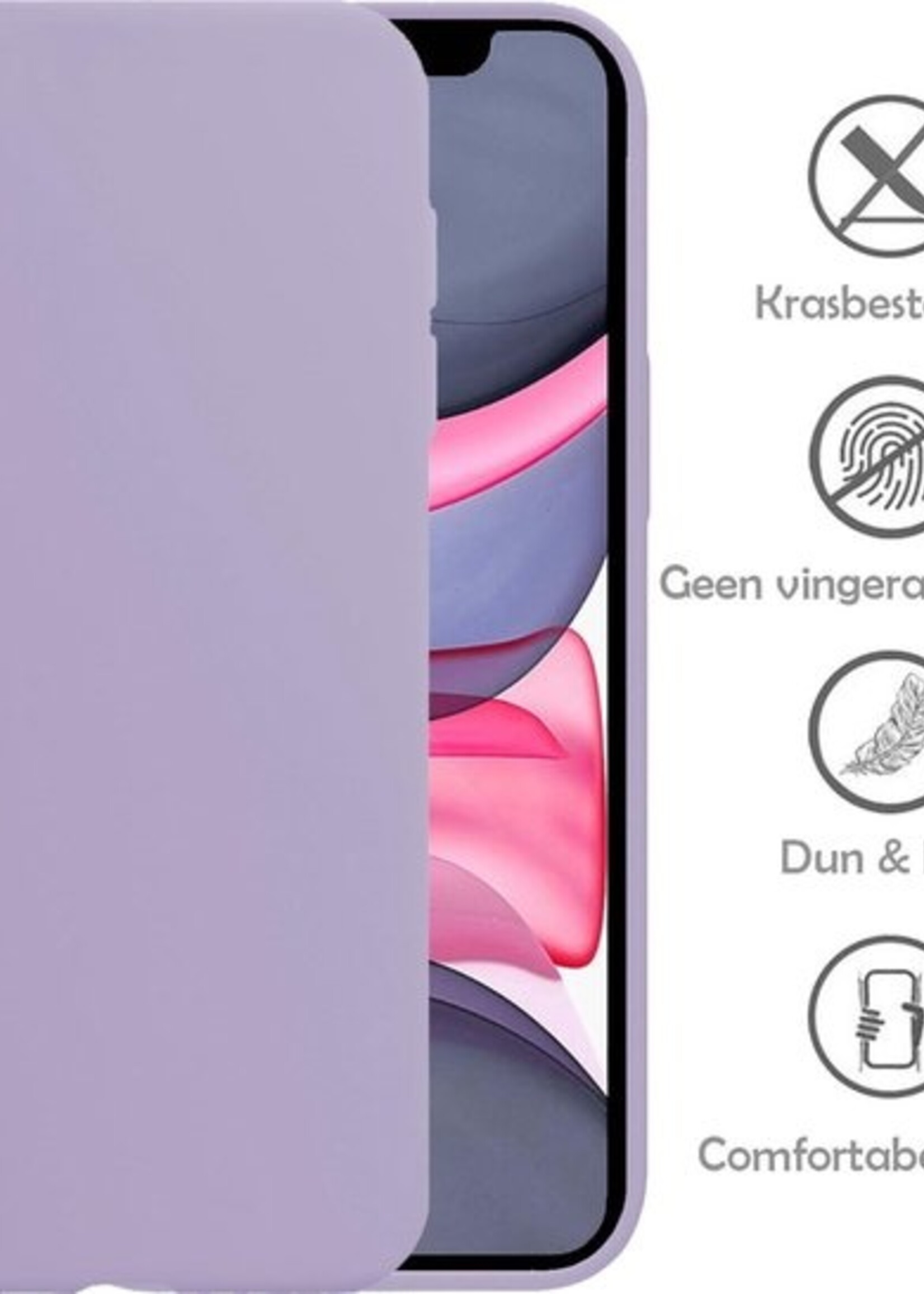 LUQ Hoesje Geschikt voor iPhone Xs Max Hoesje Siliconen Case Met Screenprotector - Hoes Geschikt voor iPhone Xs Max Hoes Siliconen - Lila