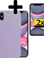 LUQ LUQ iPhone Xs Max Hoesje Siliconen Met 2x Screenprotector - Lila