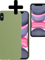 LUQ LUQ iPhone Xs Max Hoesje Siliconen Met Screenprotector - Groen