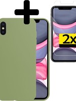 LUQ LUQ iPhone Xs Max Hoesje Siliconen Met 2x Screenprotector - Groen