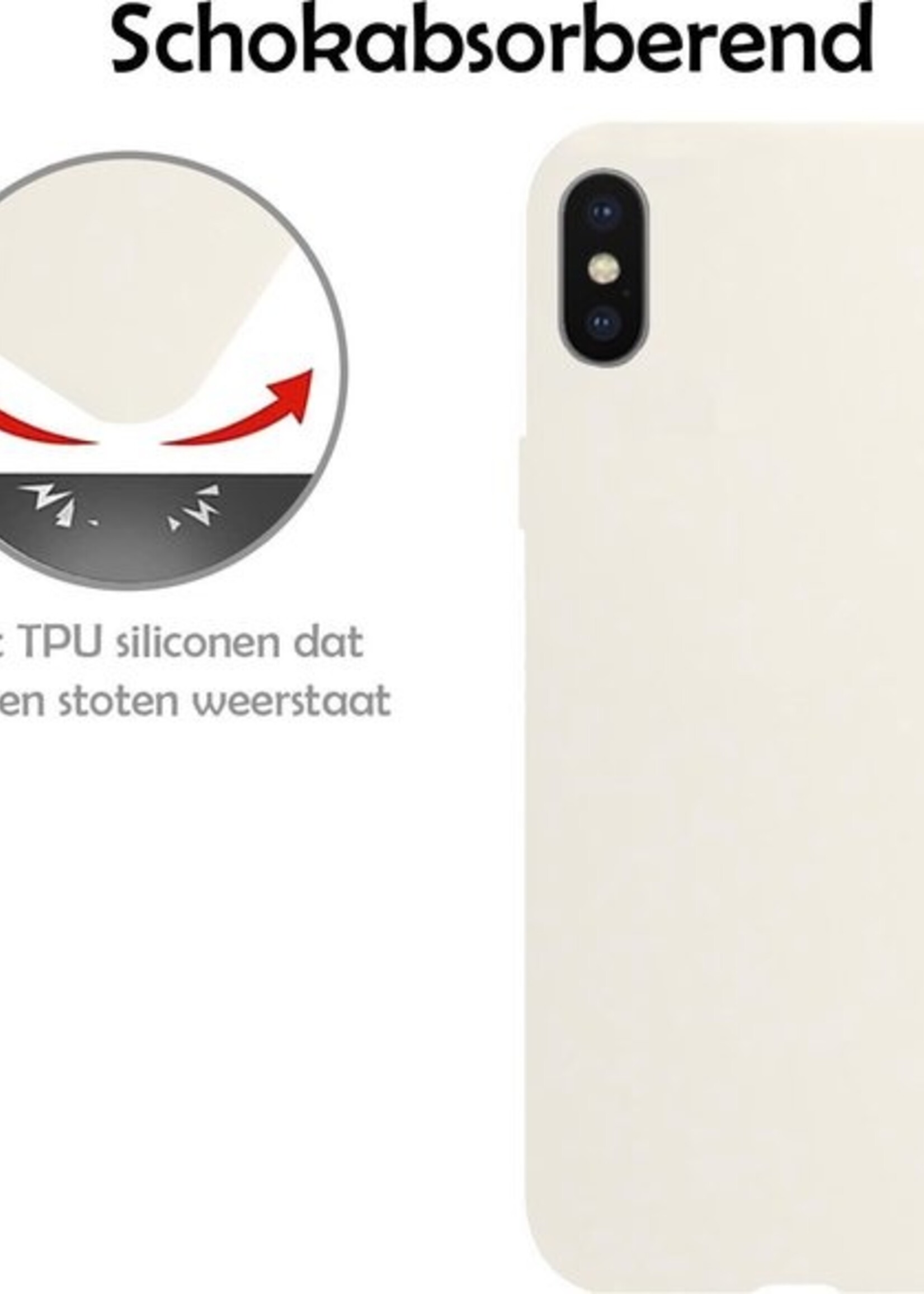 LUQ Hoesje Geschikt voor iPhone Xs Max Hoesje Siliconen Case Met Screenprotector - Hoes Geschikt voor iPhone Xs Max Hoes Siliconen - Wit