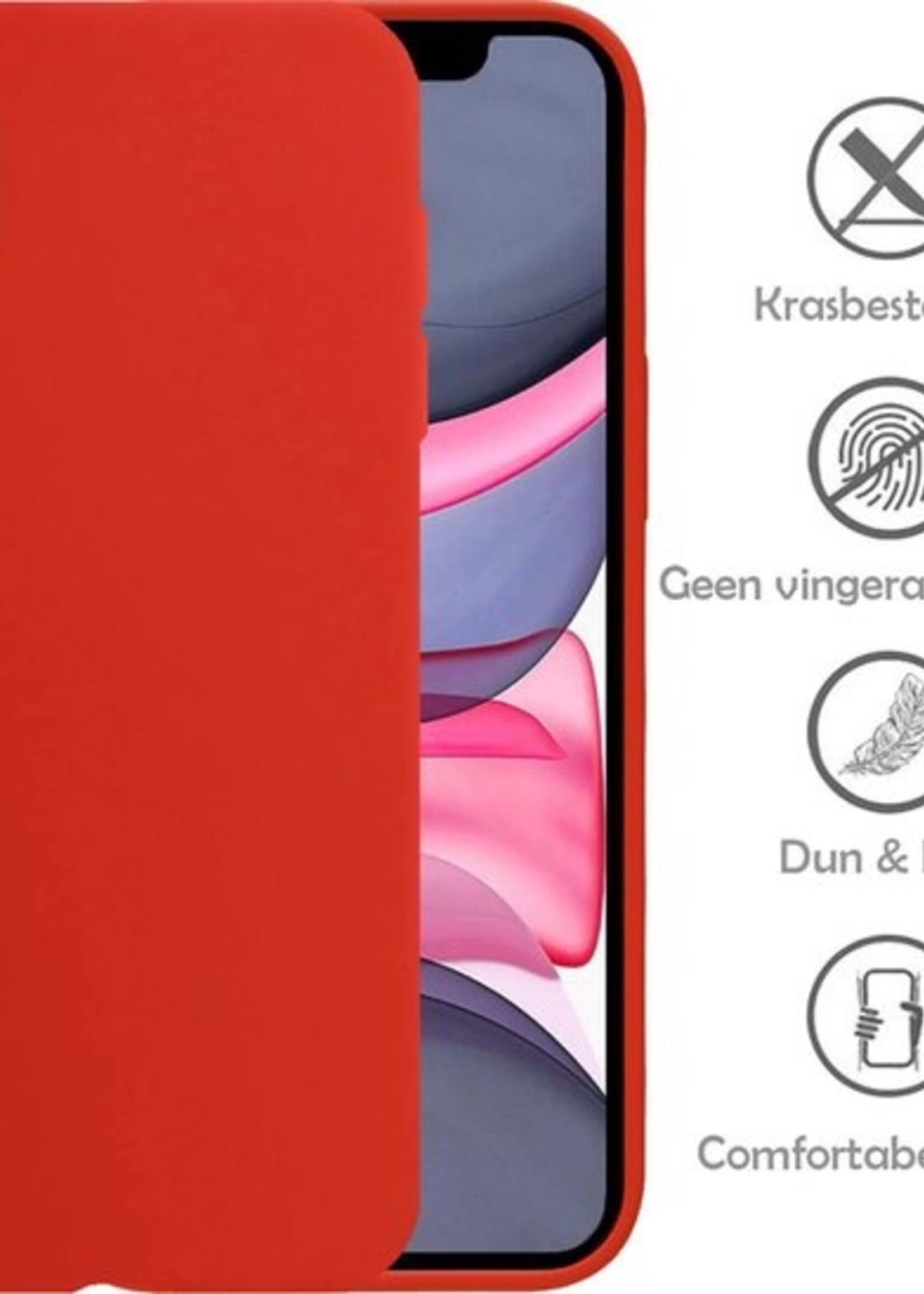 LUQ Hoesje Geschikt voor iPhone XR Hoesje Siliconen Case Met 2x Screenprotector - Hoes Geschikt voor iPhone XR Hoes Siliconen - Rood