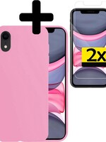 LUQ LUQ iPhone XR Hoesje Siliconen Met 2x Screenprotector - Roze