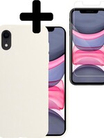 LUQ LUQ iPhone XR Hoesje Siliconen Met Screenprotector - Wit