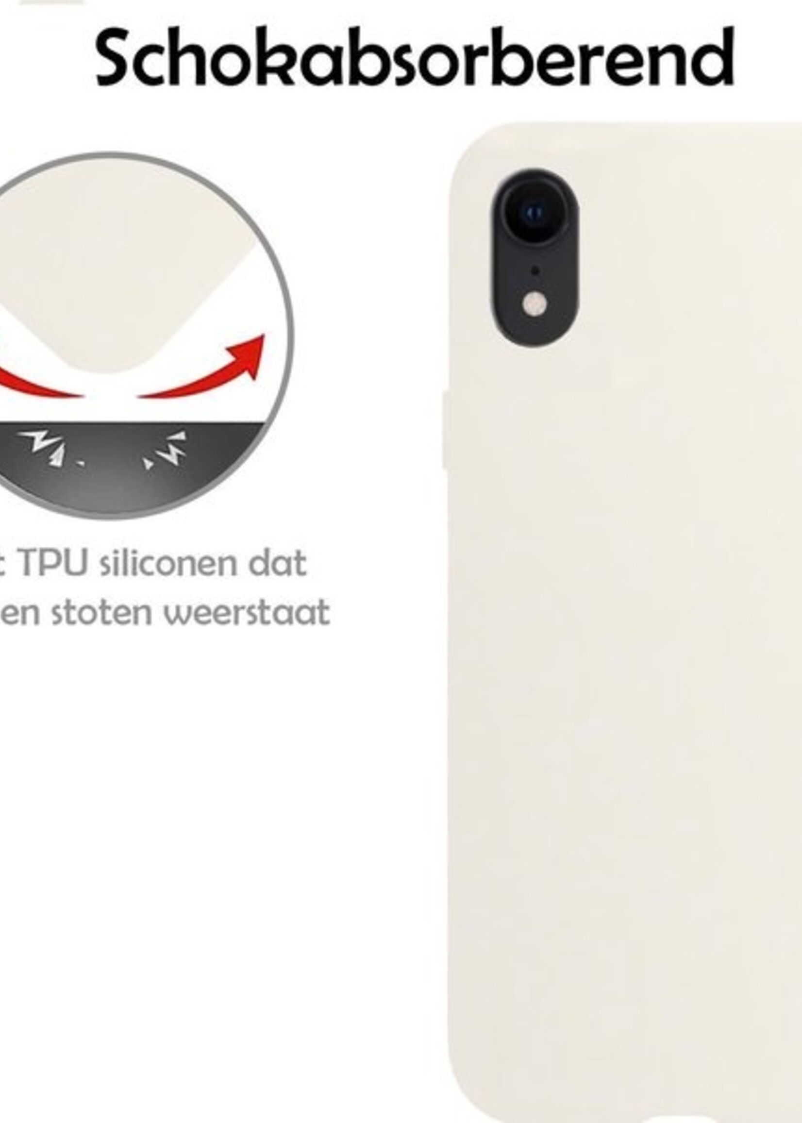 LUQ Hoesje Geschikt voor iPhone XR Hoesje Siliconen Case Met Screenprotector - Hoes Geschikt voor iPhone XR Hoes Siliconen - Wit