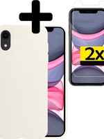 LUQ LUQ iPhone XR Hoesje Siliconen Met 2x Screenprotector - Wit