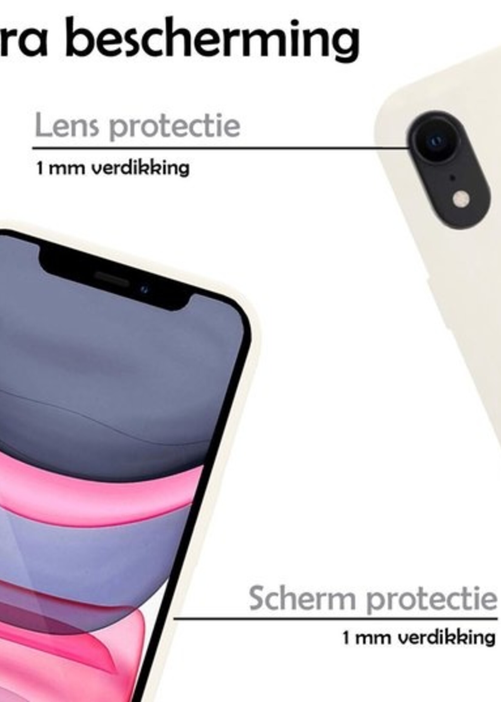 LUQ Hoesje Geschikt voor iPhone XR Hoesje Siliconen Case Met 2x Screenprotector - Hoes Geschikt voor iPhone XR Hoes Siliconen - Wit
