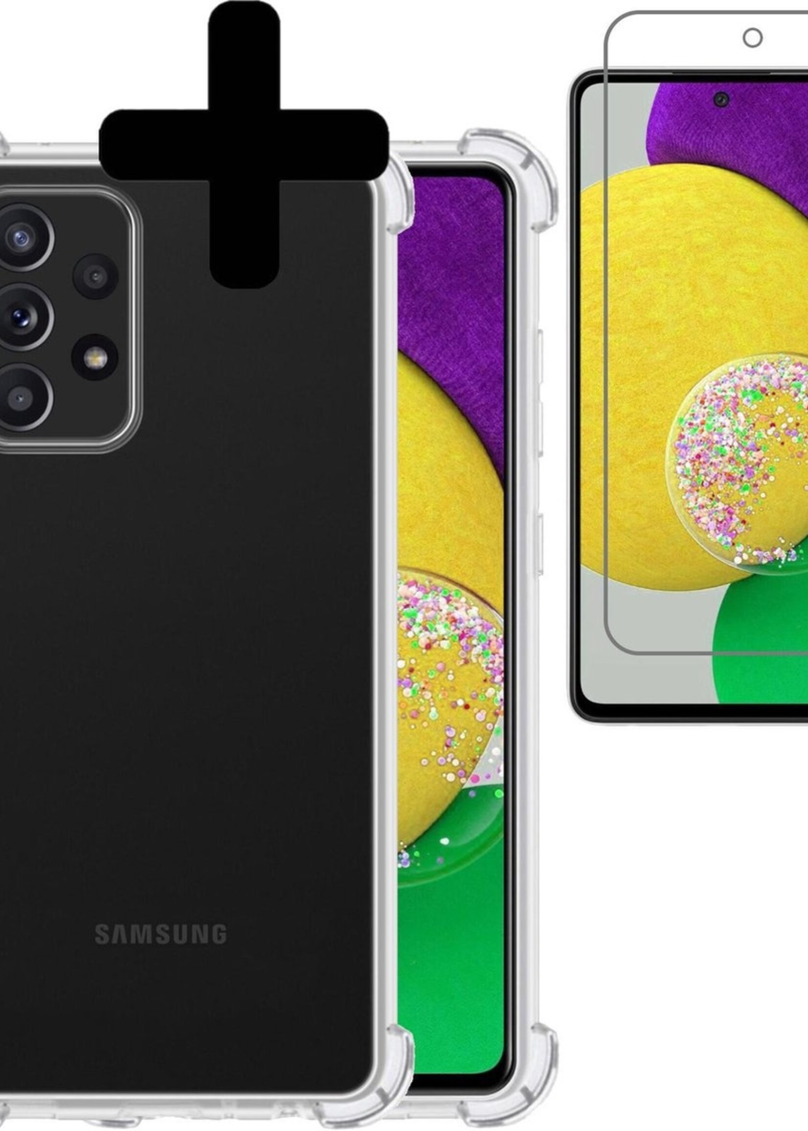 LUQ Hoesje Geschikt voor Samsung A52s Hoesje Shockproof Case Siliconen Met Screenprotector - Hoes Geschikt voor Samsung Galaxy A52s 5G Hoes Cover Siliconen - Transparant
