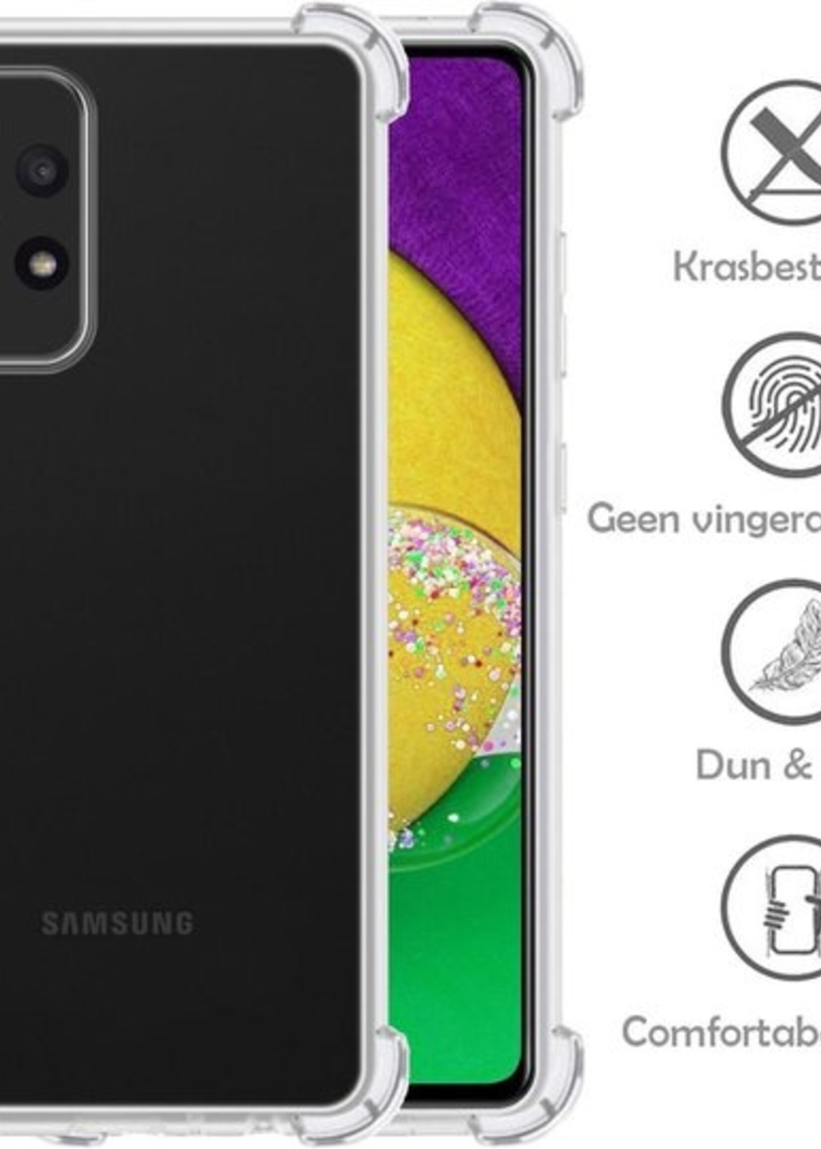 LUQ Hoesje Geschikt voor Samsung A52s Hoesje Shockproof Case Siliconen Met Screenprotector - Hoes Geschikt voor Samsung Galaxy A52s 5G Hoes Cover Siliconen - Transparant