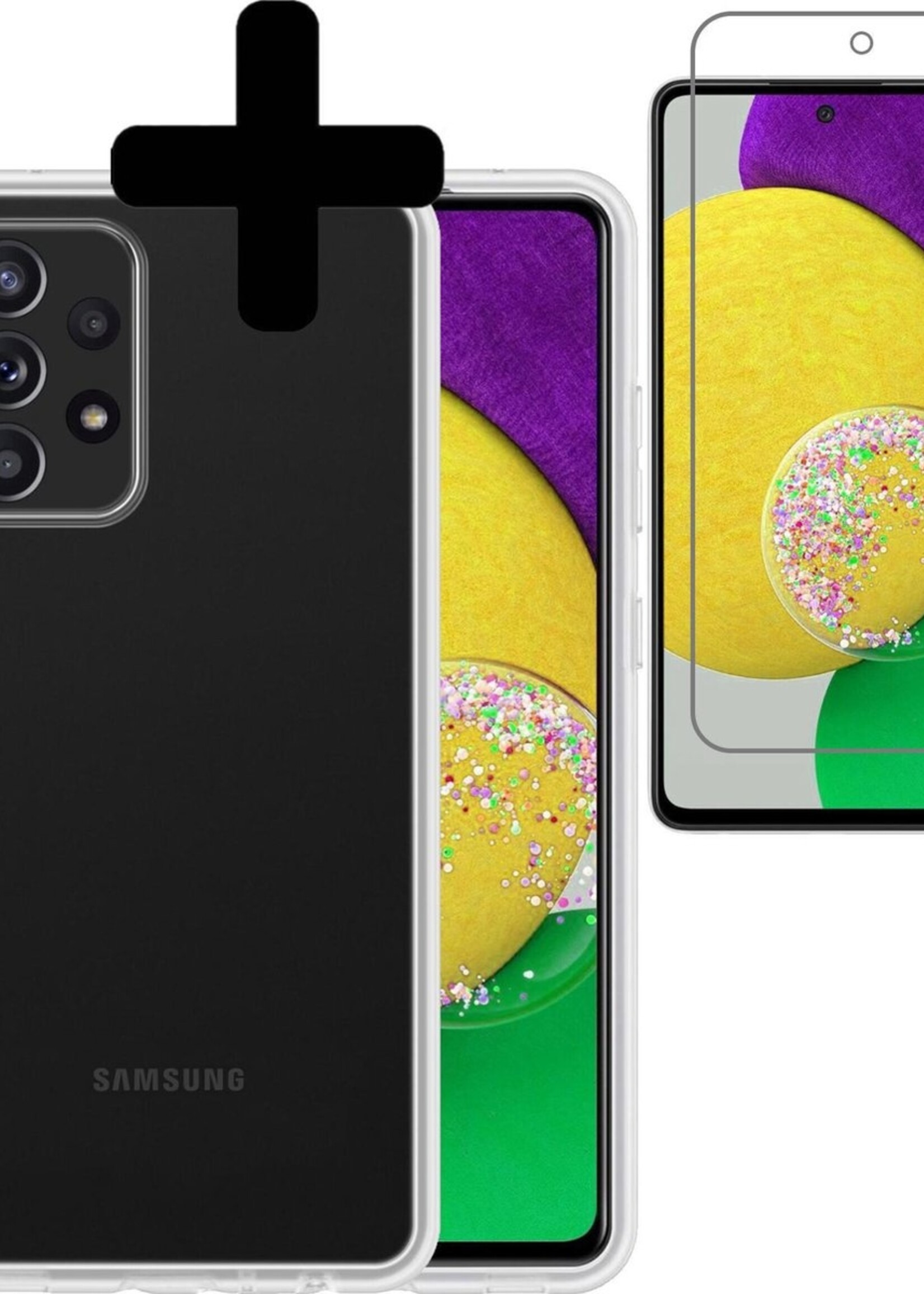 LUQ Hoesje Geschikt voor Samsung A52s Hoesje Siliconen Case Met Screenprotector - Hoes Geschikt voor Samsung Galaxy A52s 5G Hoes Siliconen - Transparant