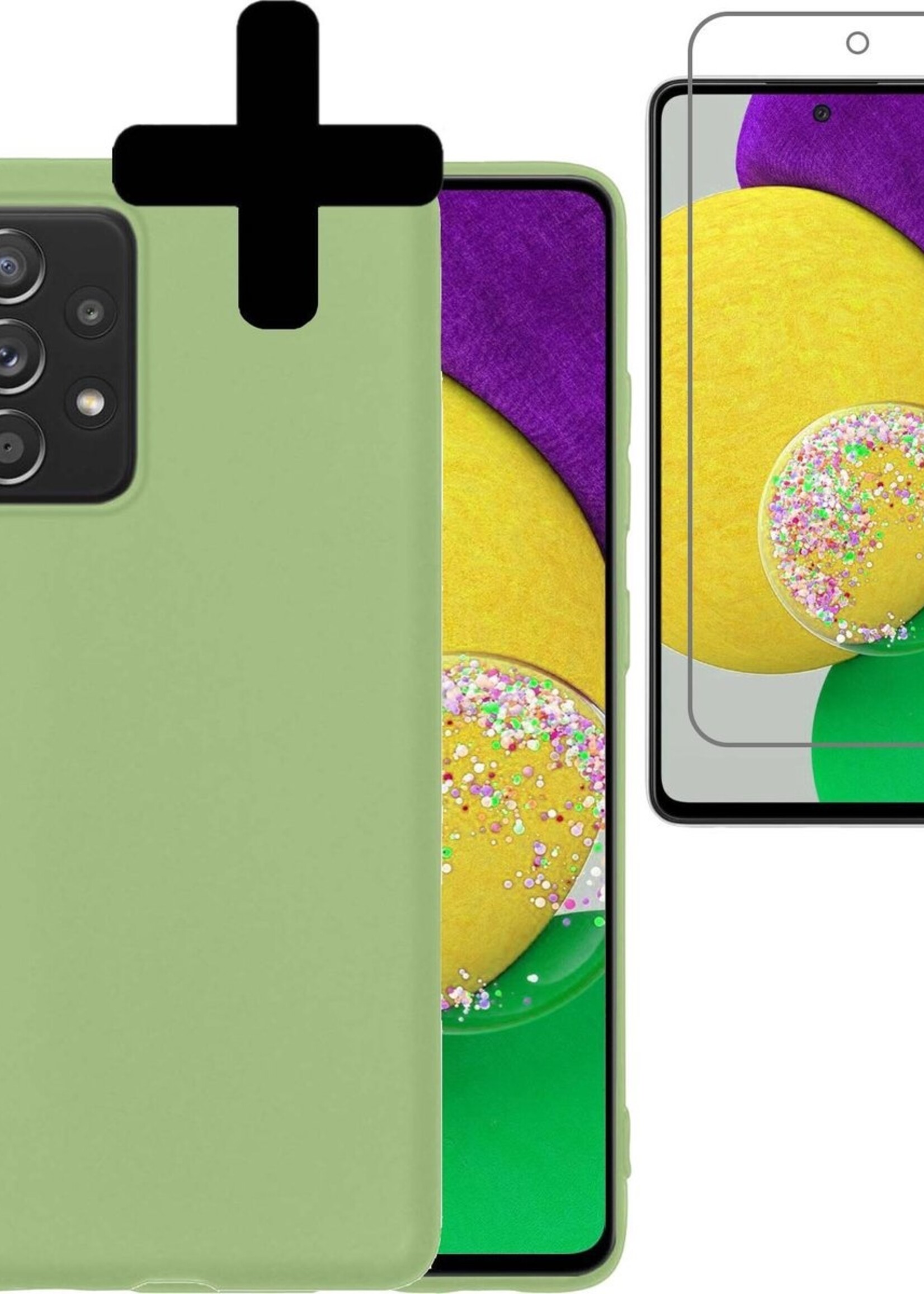 LUQ Hoesje Geschikt voor Samsung A52s Hoesje Siliconen Case Met Screenprotector - Hoes Geschikt voor Samsung Galaxy A52s 5G Hoes Siliconen - Groen