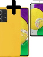 LUQ LUQ Samsung Galaxy A52s hoesje siliconen geel met screenprotector