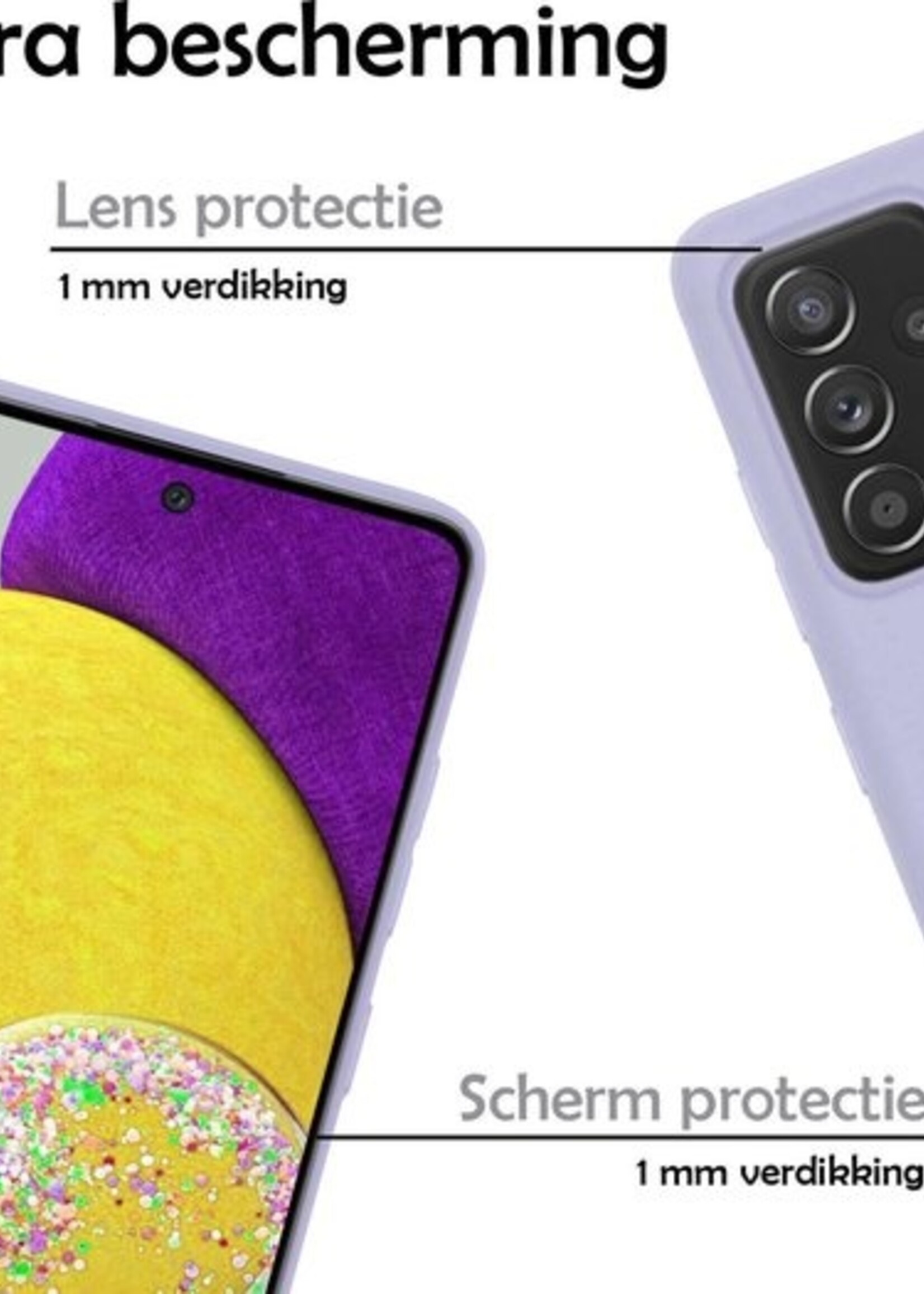 LUQ Hoesje Geschikt voor Samsung A52s Hoesje Siliconen Case Met Screenprotector - Hoes Geschikt voor Samsung Galaxy A52s 5G Hoes Siliconen - Lila