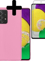 LUQ LUQ Samsung Galaxy A52s hoesje siliconen lichtroze + screenprotector