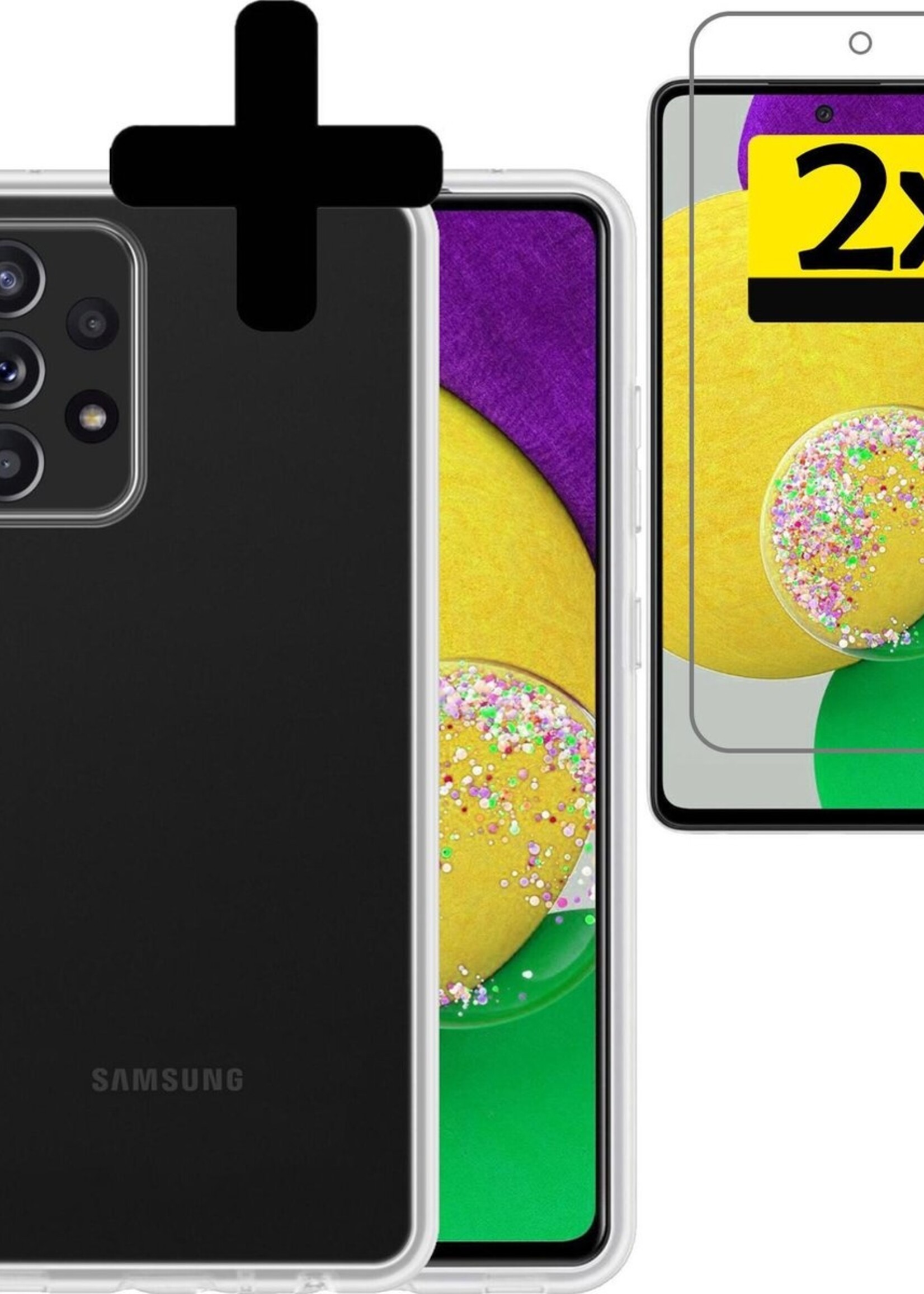 LUQ Hoesje Geschikt voor Samsung A52s Hoesje Siliconen Case Met 2x Screenprotector - Hoes Geschikt voor Samsung Galaxy A52s 5G Hoes Siliconen - Transparant