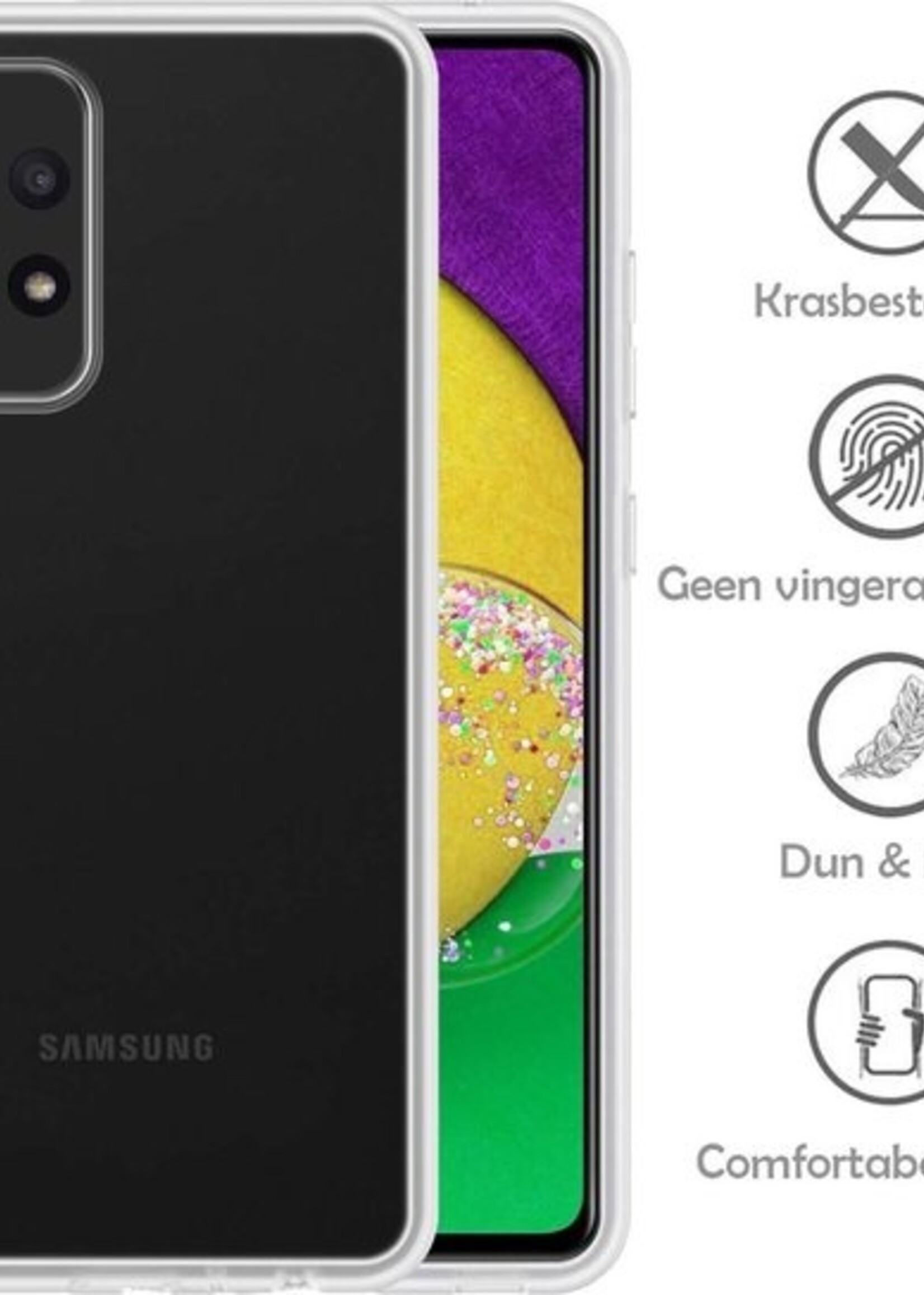LUQ Hoesje Geschikt voor Samsung A52s Hoesje Siliconen Case Met 2x Screenprotector - Hoes Geschikt voor Samsung Galaxy A52s 5G Hoes Siliconen - Transparant