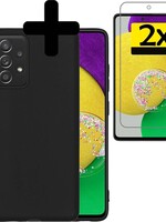 LUQ LUQ Samsung Galaxy A52s hoesje siliconen zwart + 2x screenprotector