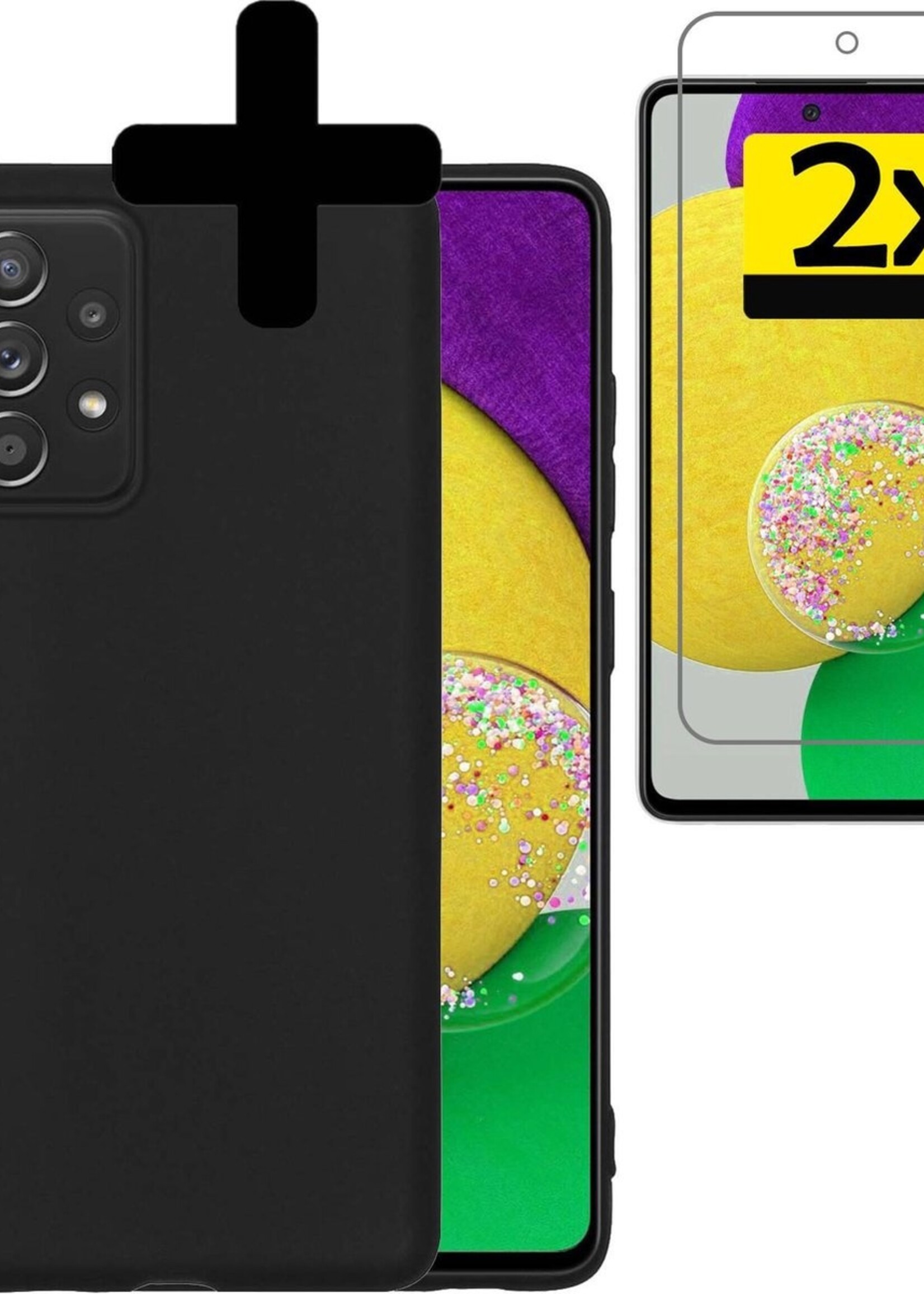 LUQ Hoesje Geschikt voor Samsung A52s Hoesje Siliconen Case Met 2x Screenprotector - Hoes Geschikt voor Samsung Galaxy A52s 5G Hoes Siliconen - Zwart