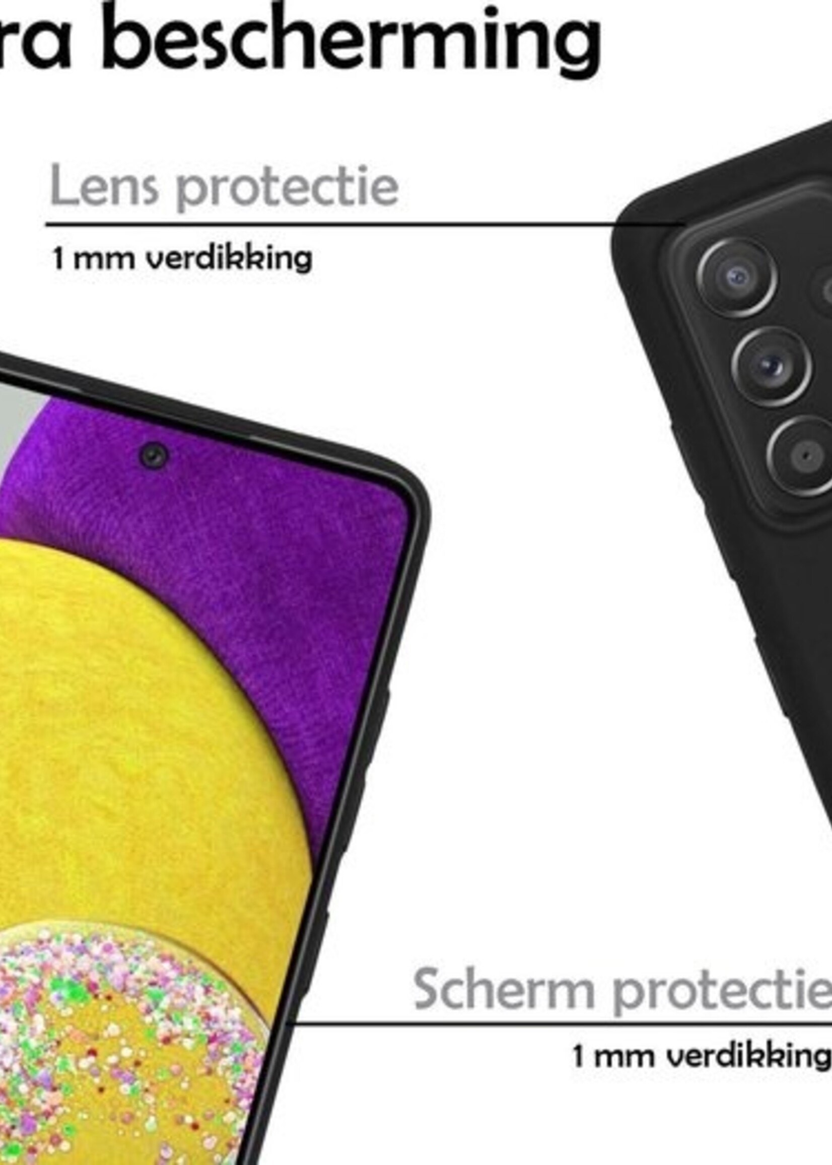 LUQ Hoesje Geschikt voor Samsung A52s Hoesje Siliconen Case Met 2x Screenprotector - Hoes Geschikt voor Samsung Galaxy A52s 5G Hoes Siliconen - Zwart