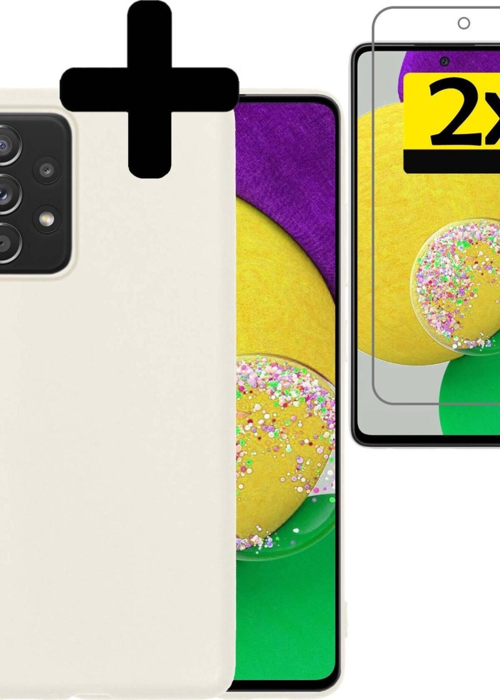 LUQ Hoesje Geschikt voor Samsung A52s Hoesje Siliconen Case Met 2x Screenprotector - Hoes Geschikt voor Samsung Galaxy A52s 5G Hoes Siliconen - Wit