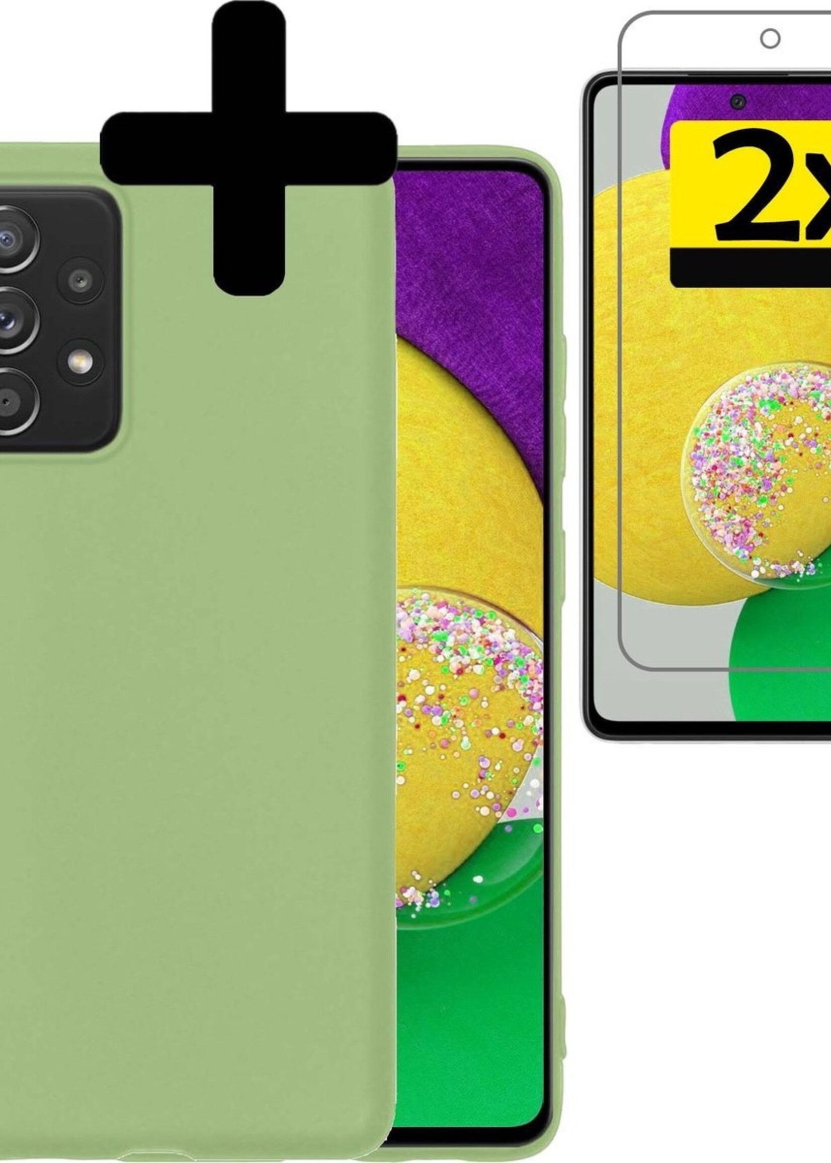 LUQ Hoesje Geschikt voor Samsung A52s Hoesje Siliconen Case Met 2x Screenprotector - Hoes Geschikt voor Samsung Galaxy A52s 5G Hoes Siliconen - Groen