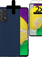 LUQ LUQ Samsung Galaxy A52s hoesje siliconen donkerblauw + 2x screenprotector