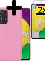 LUQ LUQ Samsung Galaxy A52s hoesje siliconen lichtroze + 2x screenprotector
