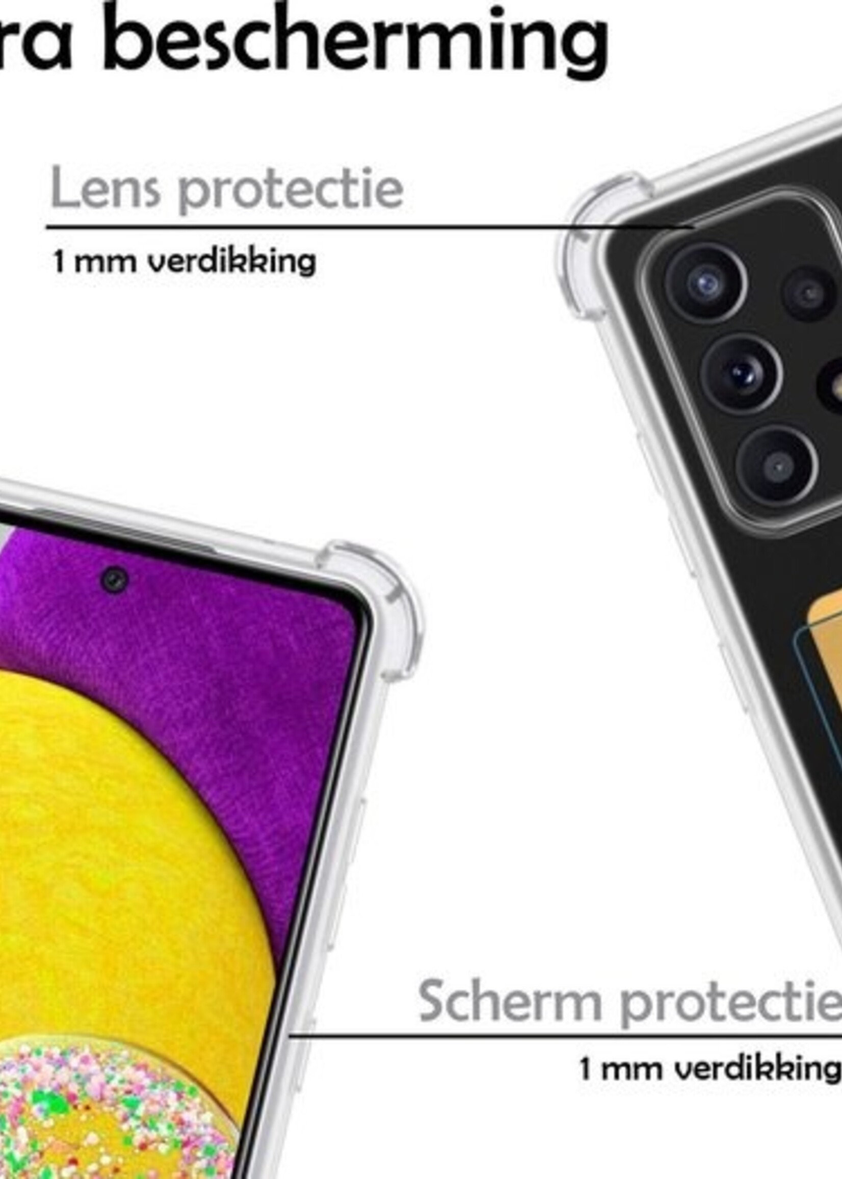 LUQ Hoesje Geschikt voor Samsung A52s Hoesje Case Pashouder Cover Siliconen Met 2x Screenprotector - Hoes Geschikt voor Samsung Galaxy A52s 5G Hoesje Met Kaarthouder- Transparant