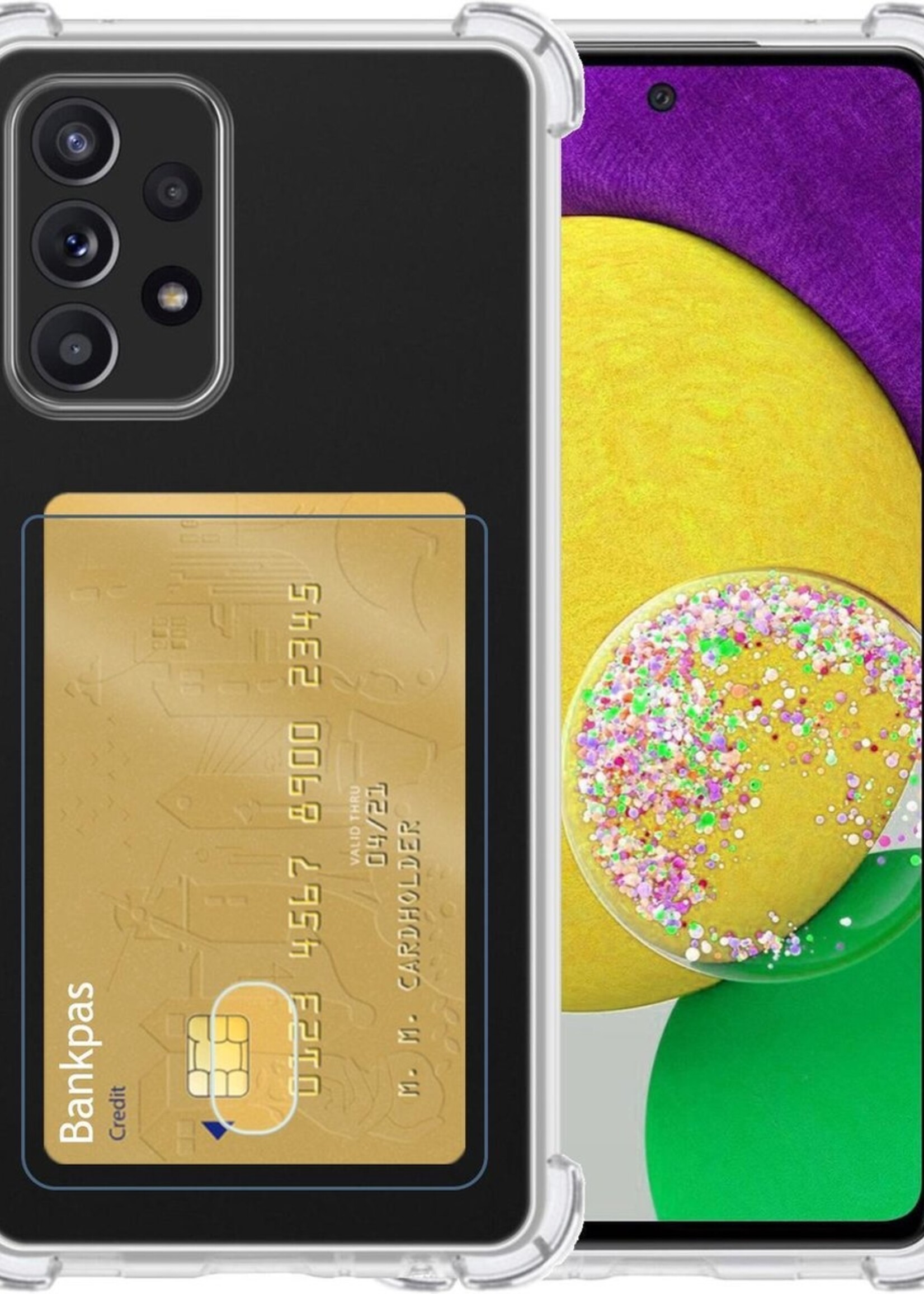LUQ Hoesje Geschikt voor Samsung A52s Hoesje Case Pashouder Cover Siliconen - Hoes Geschikt voor Samsung Galaxy A52s 5G Hoesje Met Kaarthouder - Transparant