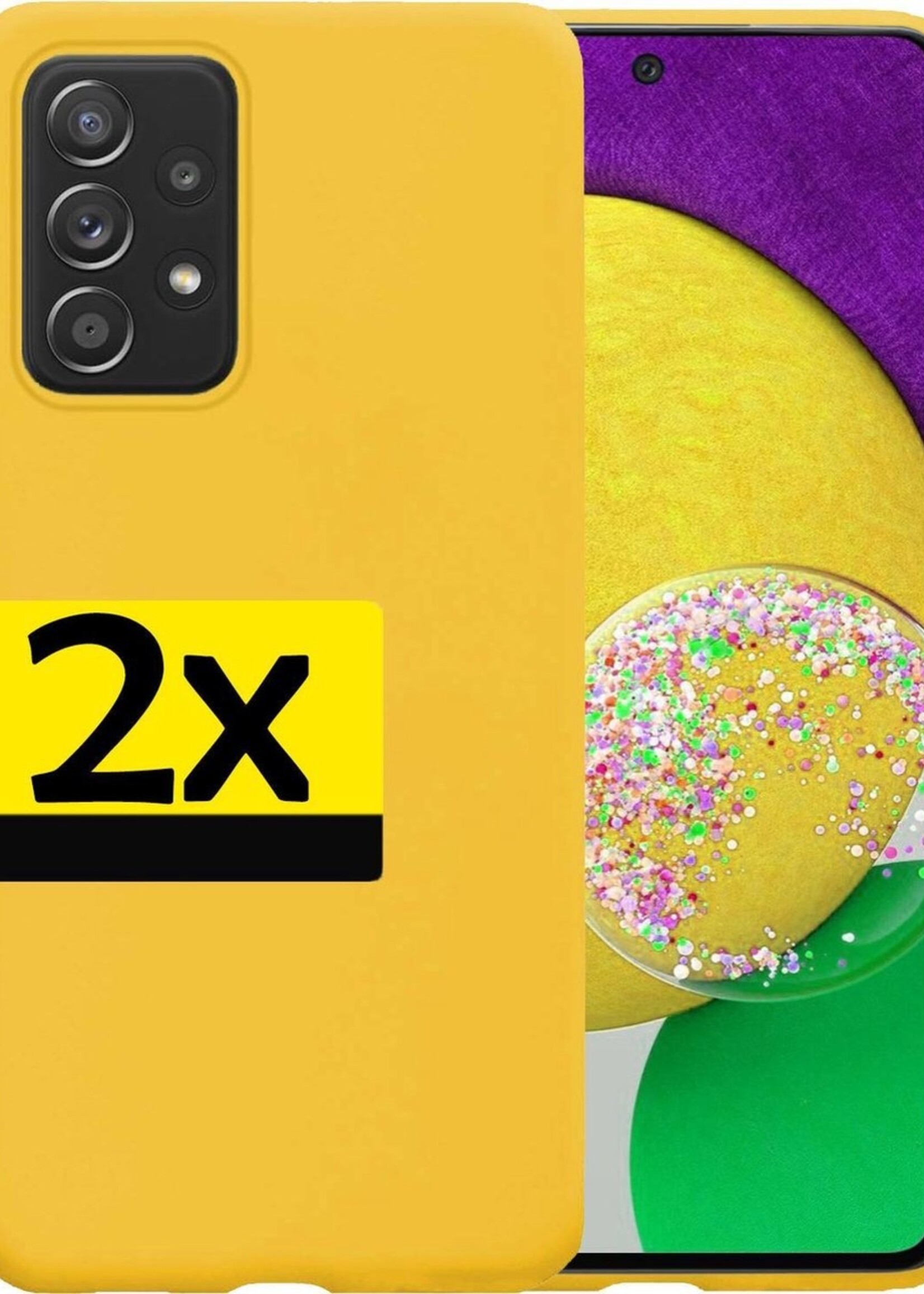 LUQ Hoesje Geschikt voor Samsung A52s Hoesje Siliconen Case - Hoes Geschikt voor Samsung Galaxy A52s 5G Hoes Siliconen - Geel - 2 Stuks