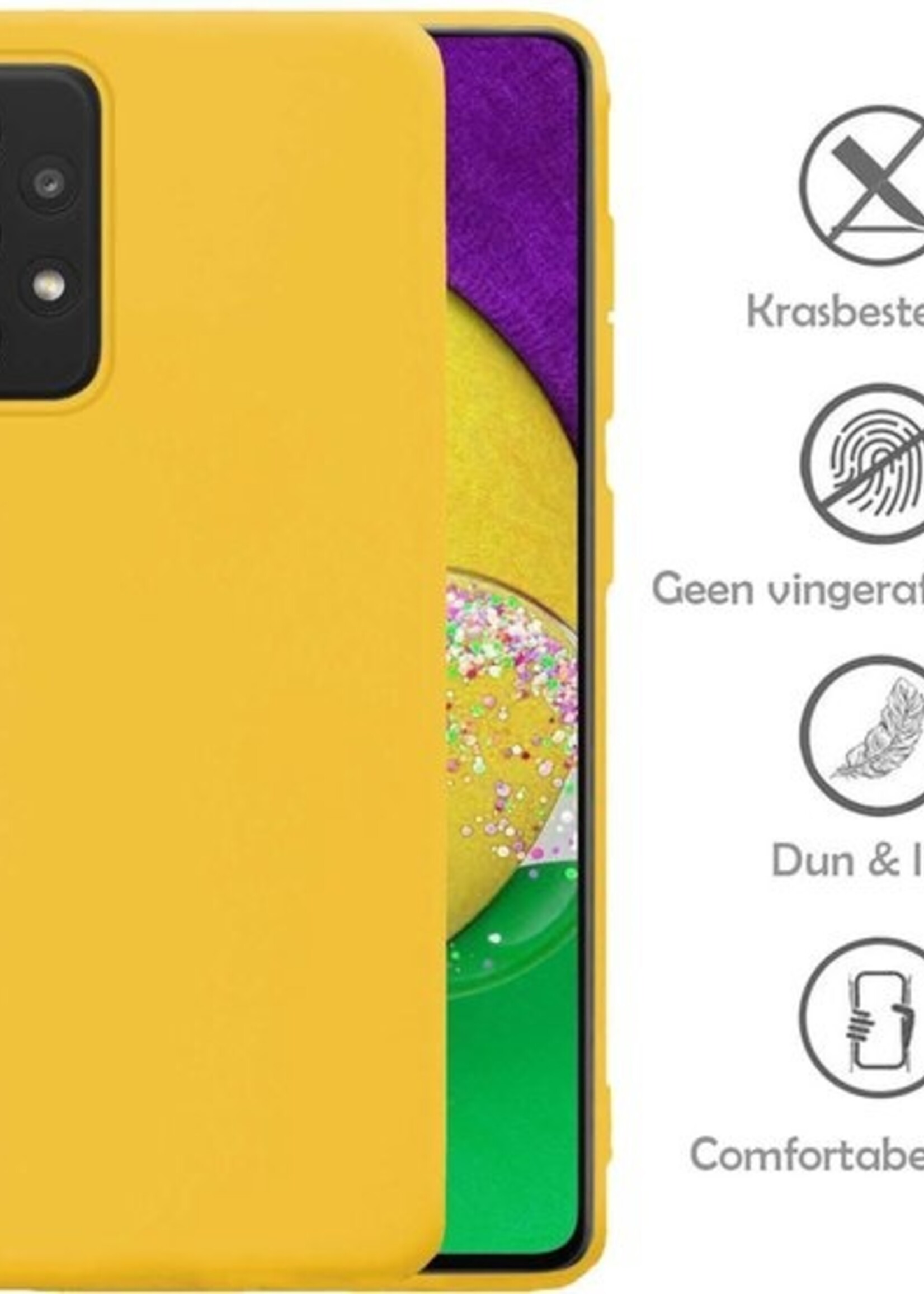LUQ Hoesje Geschikt voor Samsung A52s Hoesje Siliconen Case - Hoes Geschikt voor Samsung Galaxy A52s 5G Hoes Siliconen - Geel - 2 Stuks