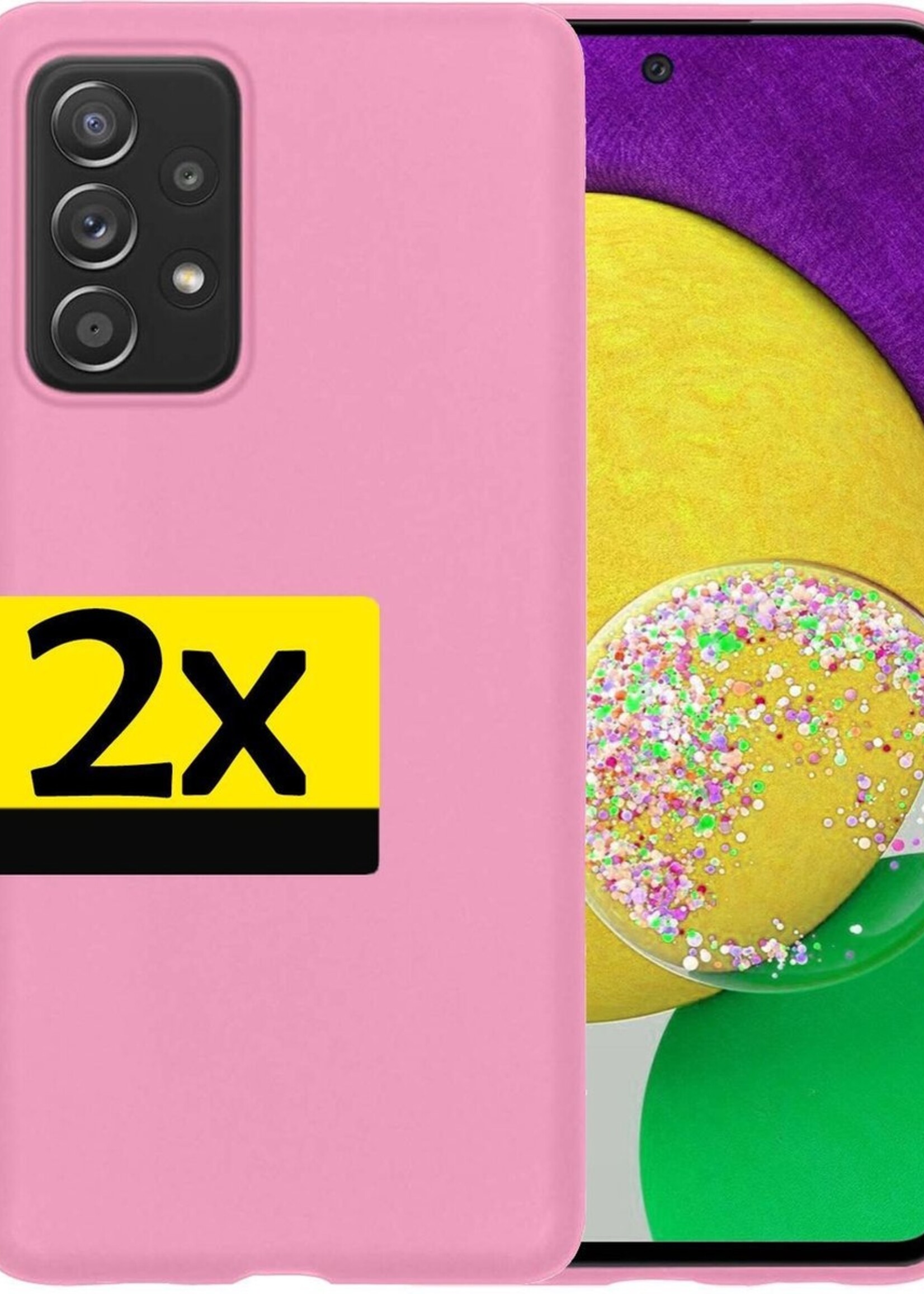 LUQ Hoesje Geschikt voor Samsung A52s Hoesje Siliconen Case - Hoes Geschikt voor Samsung Galaxy A52s 5G Hoes Siliconen - Roze - 2 Stuks