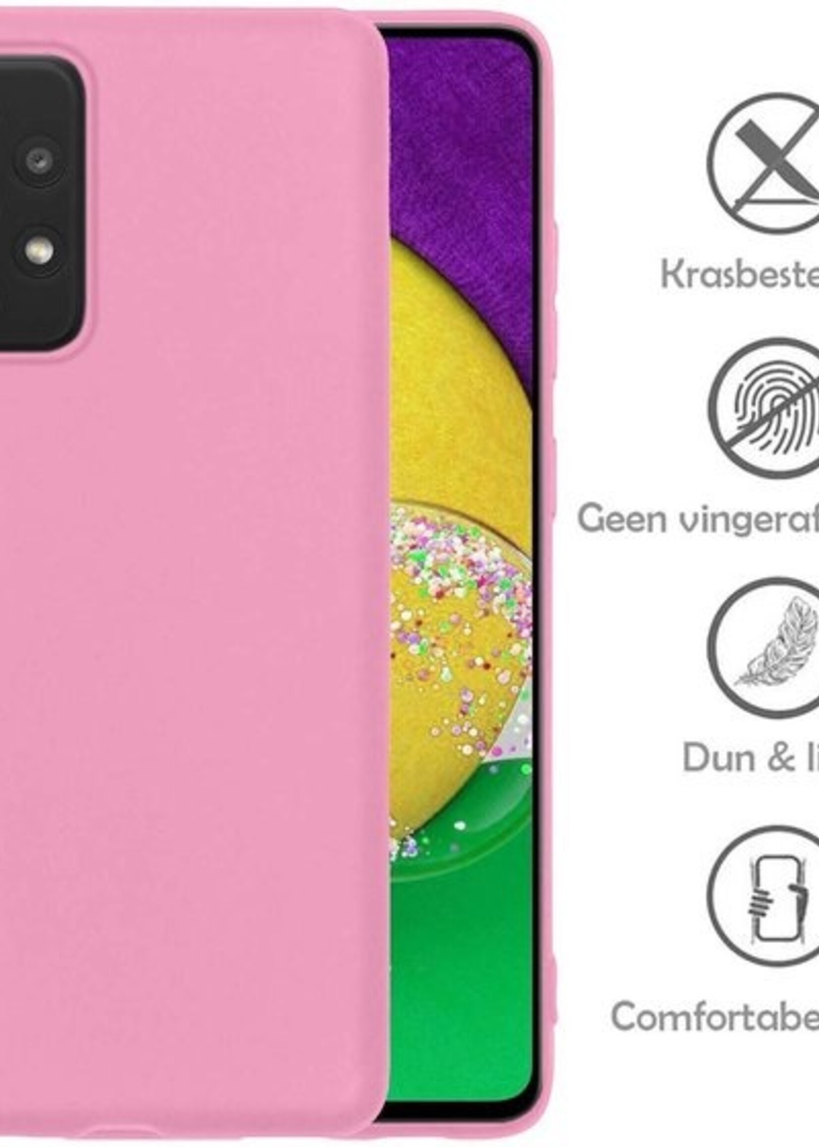 LUQ Hoesje Geschikt voor Samsung A52s Hoesje Siliconen Case - Hoes Geschikt voor Samsung Galaxy A52s 5G Hoes Siliconen - Roze - 2 Stuks