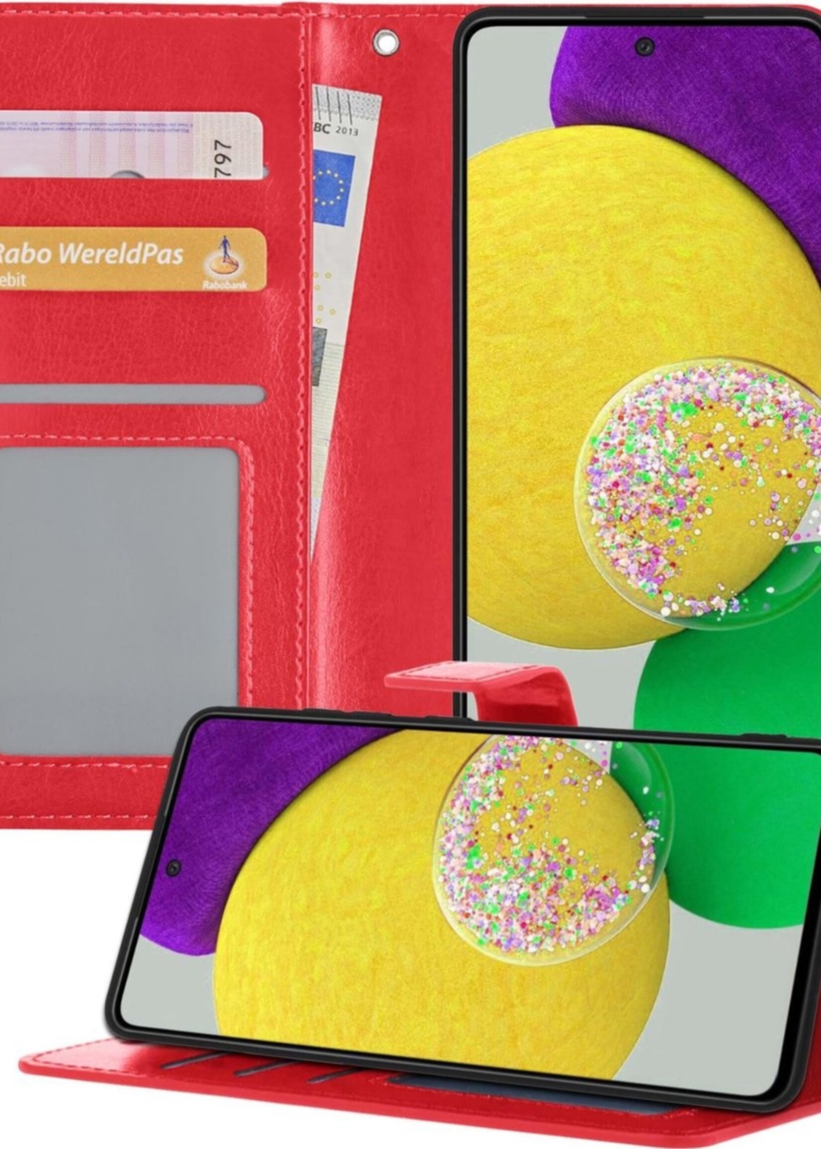 LUQ Hoesje Geschikt voor Samsung A52s Hoesje Book Case Hoes Wallet Cover - Hoes Geschikt voor Samsung Galaxy A52s 5G Hoesje Bookcase Hoes - Rood