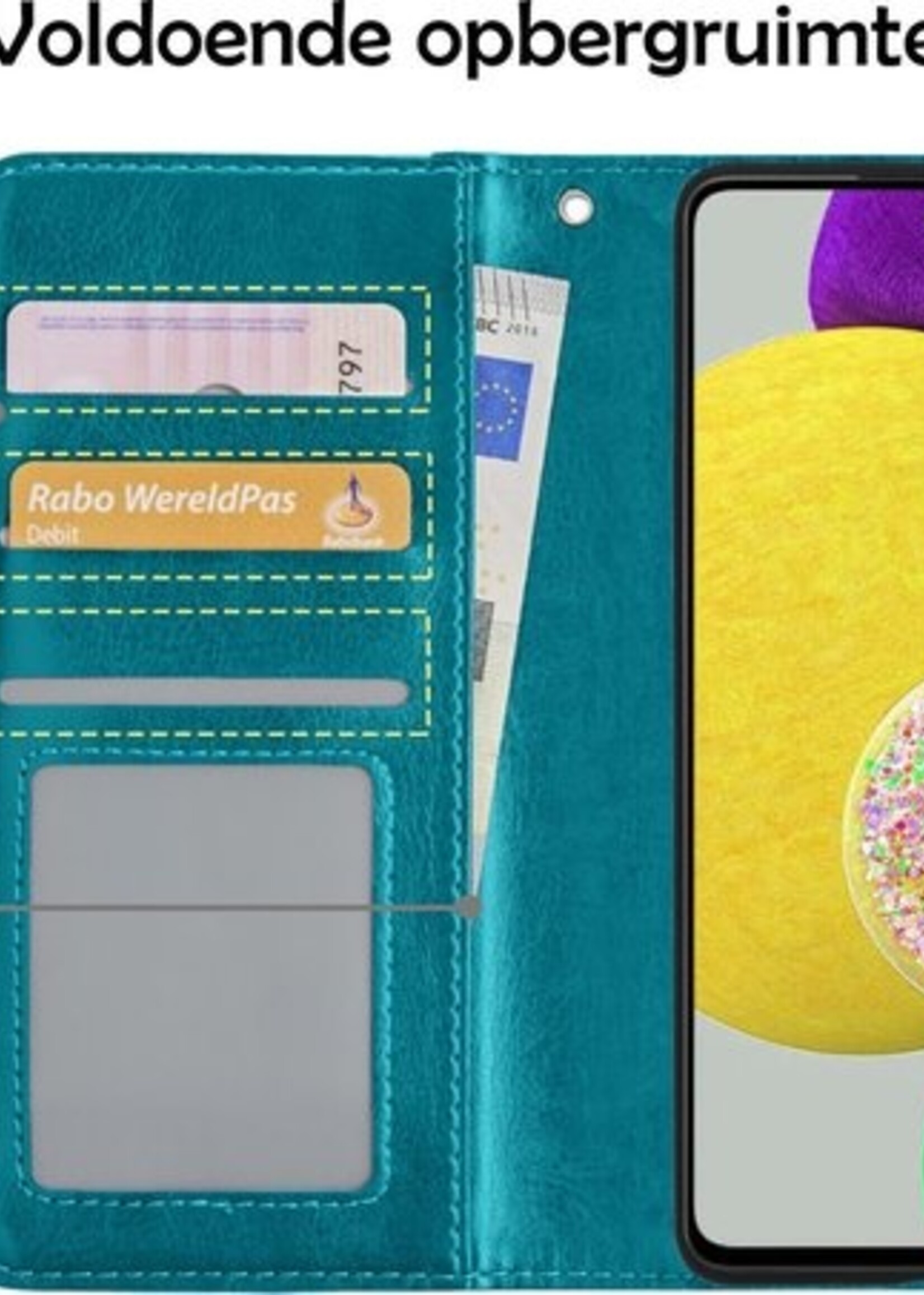 LUQ Hoesje Geschikt voor Samsung A52s Hoesje Book Case Hoes Wallet Cover - Hoes Geschikt voor Samsung Galaxy A52s 5G Hoesje Bookcase Hoes - Turquoise