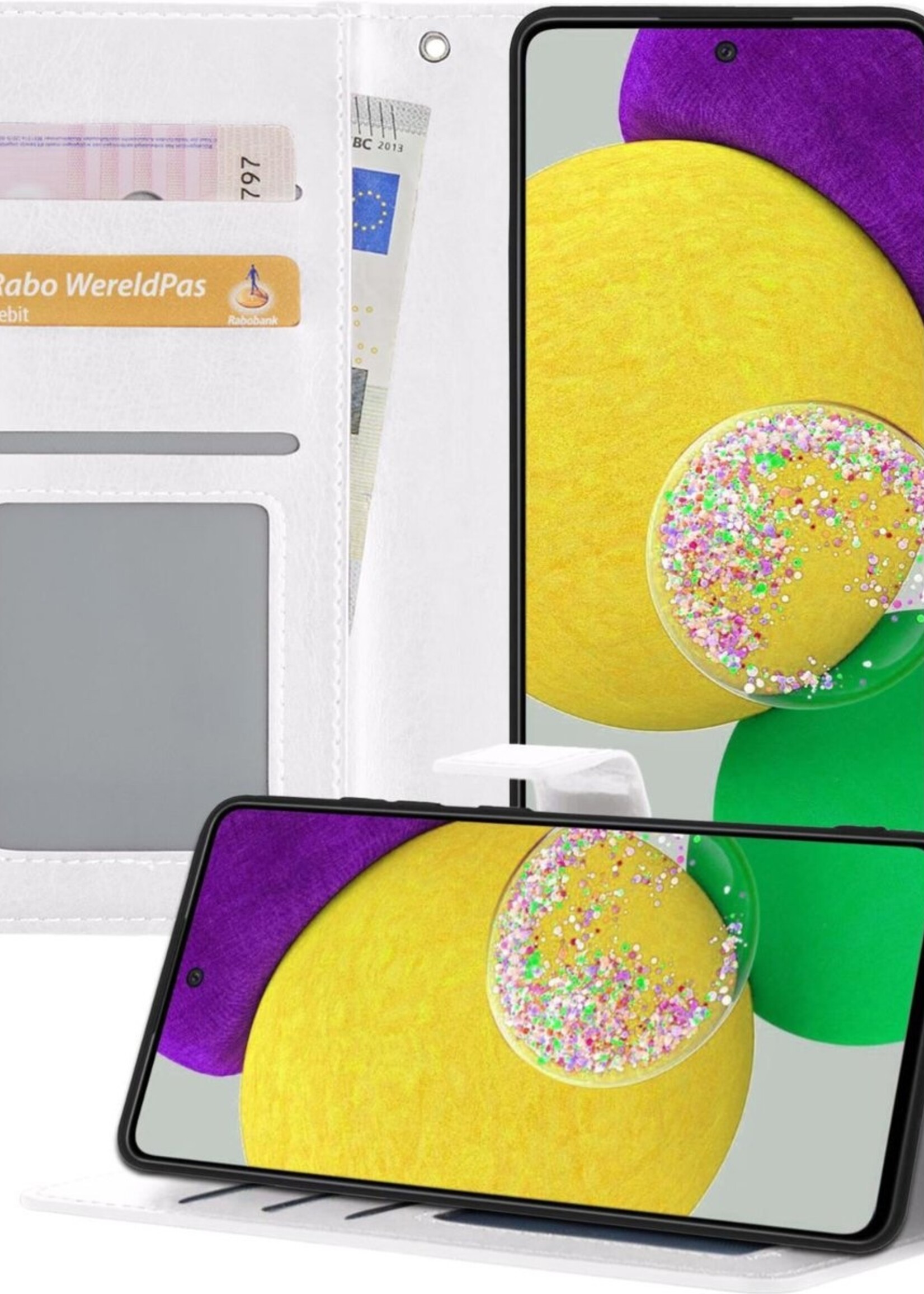 LUQ Hoesje Geschikt voor Samsung A52s Hoesje Book Case Hoes Wallet Cover - Hoes Geschikt voor Samsung Galaxy A52s 5G Hoesje Bookcase Hoes - Wit