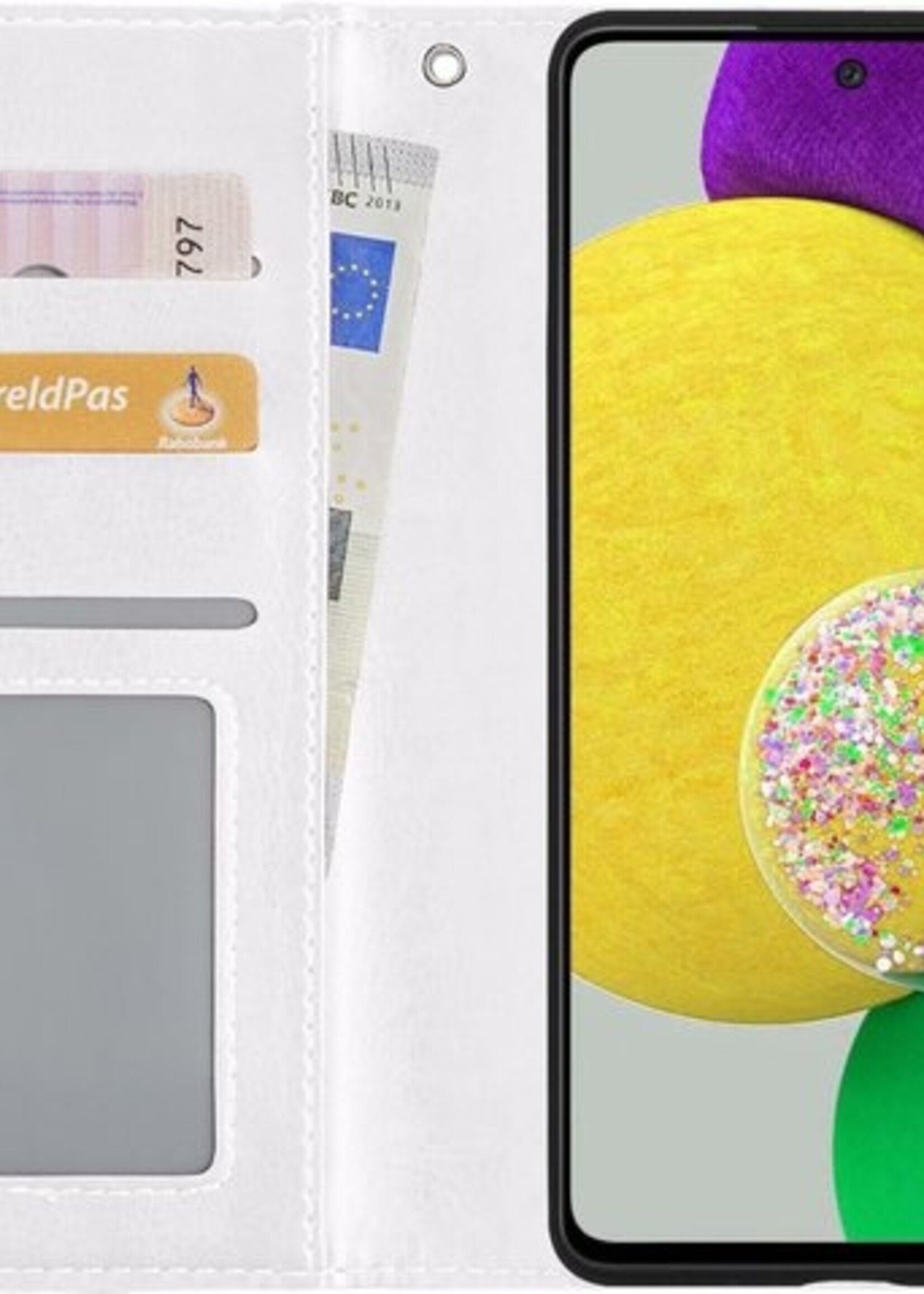 LUQ Hoesje Geschikt voor Samsung A52s Hoesje Book Case Hoes Wallet Cover - Hoes Geschikt voor Samsung Galaxy A52s 5G Hoesje Bookcase Hoes - Wit