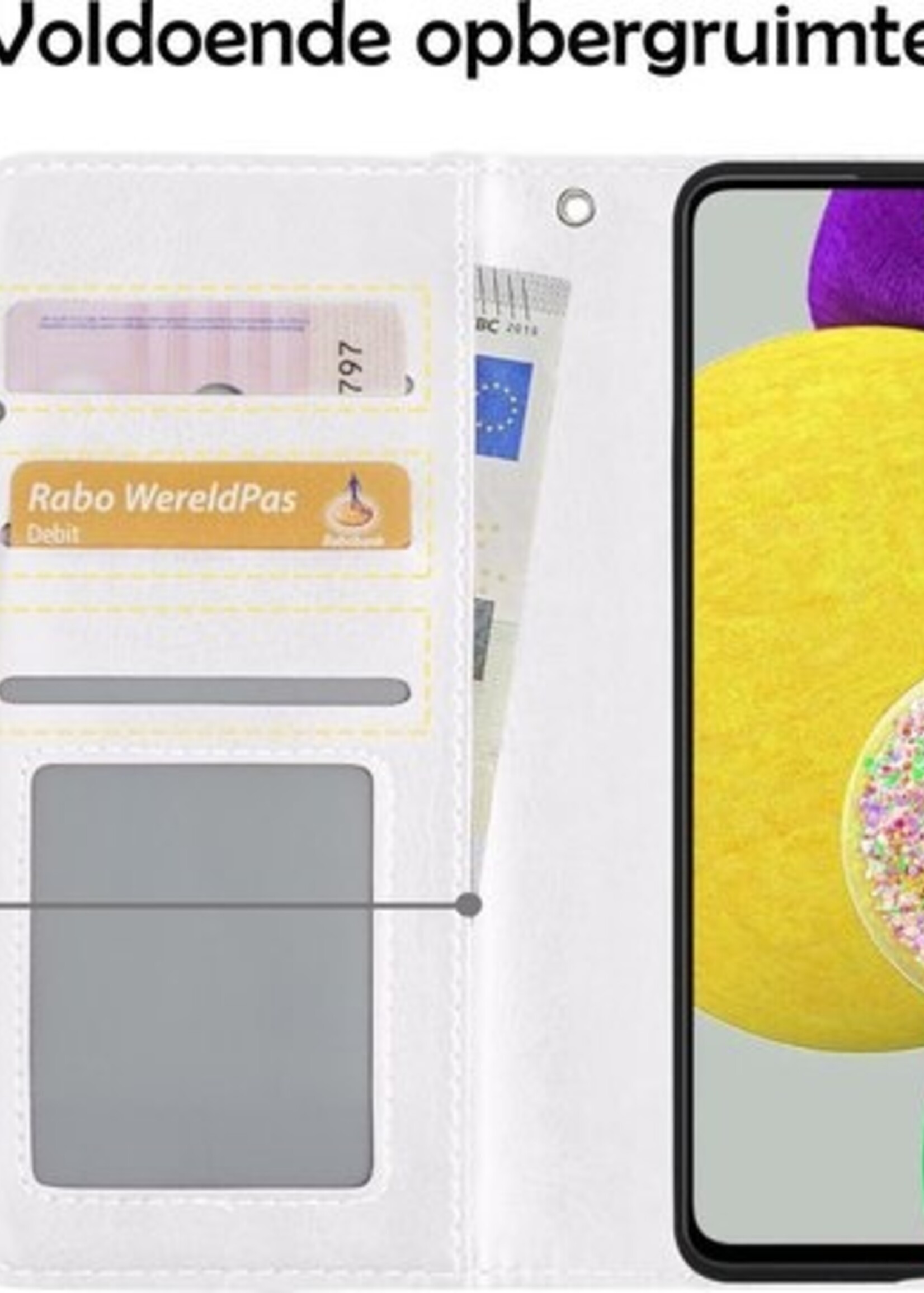 LUQ Hoesje Geschikt voor Samsung A52s Hoesje Book Case Hoes Wallet Cover - Hoes Geschikt voor Samsung Galaxy A52s 5G Hoesje Bookcase Hoes - Wit