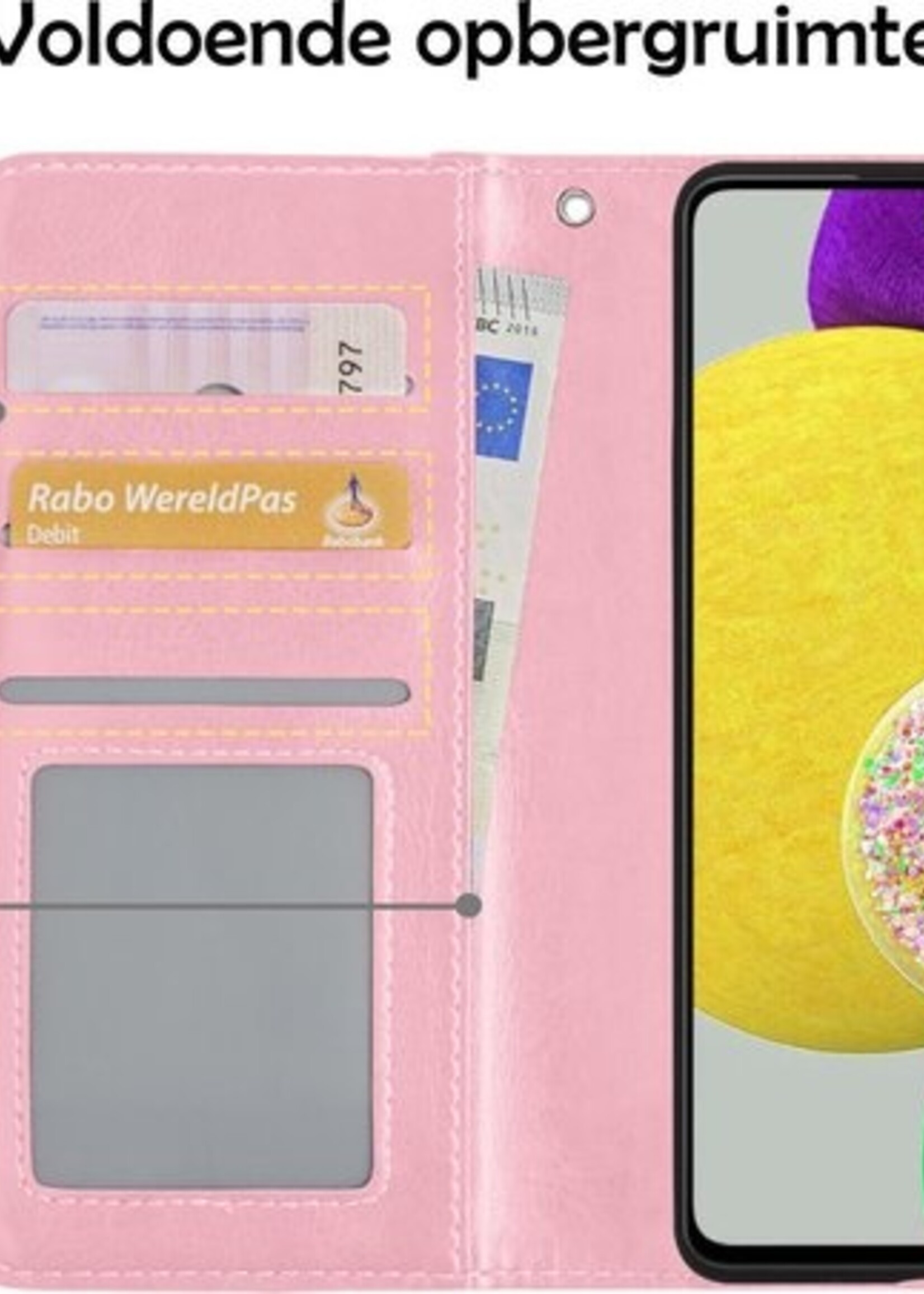 LUQ Hoesje Geschikt voor Samsung A52s Hoesje Book Case Hoes Wallet Cover - Hoes Geschikt voor Samsung Galaxy A52s 5G Hoesje Bookcase Hoes - Lichtroze