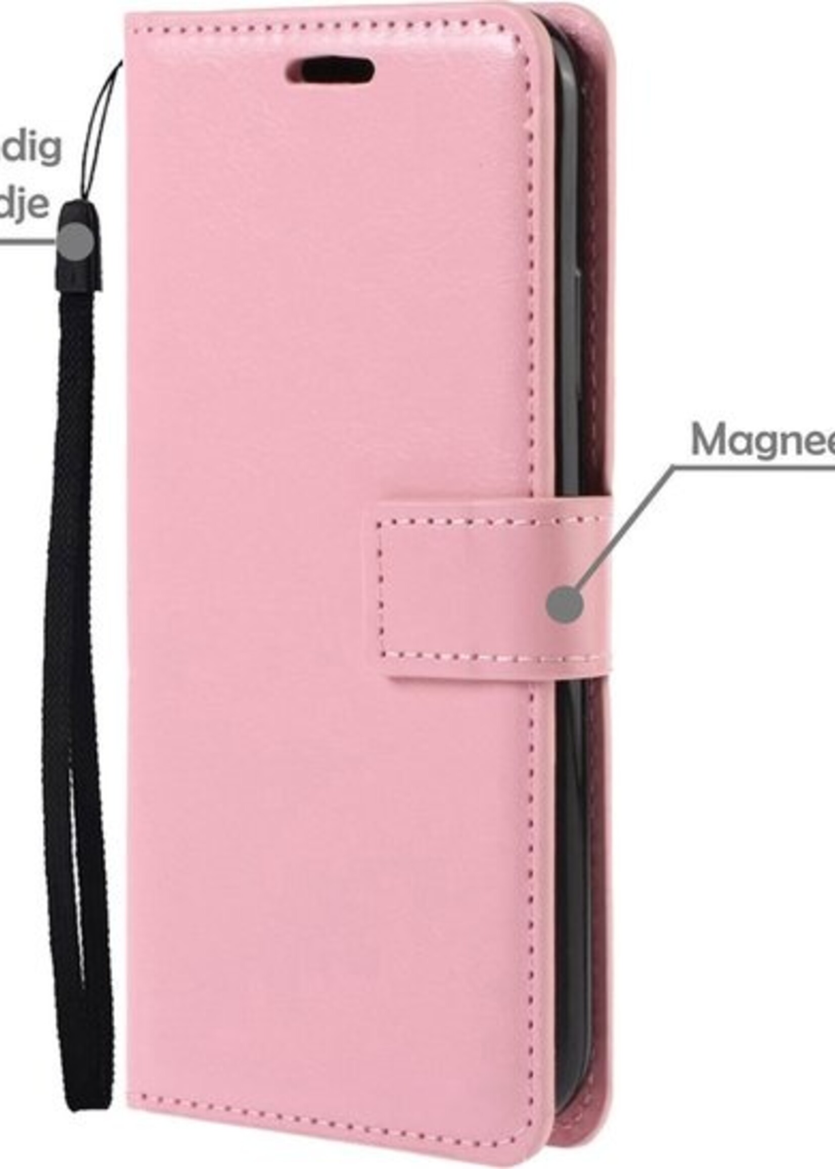 LUQ Hoesje Geschikt voor Samsung A52s Hoesje Book Case Hoes Wallet Cover - Hoes Geschikt voor Samsung Galaxy A52s 5G Hoesje Bookcase Hoes - Lichtroze